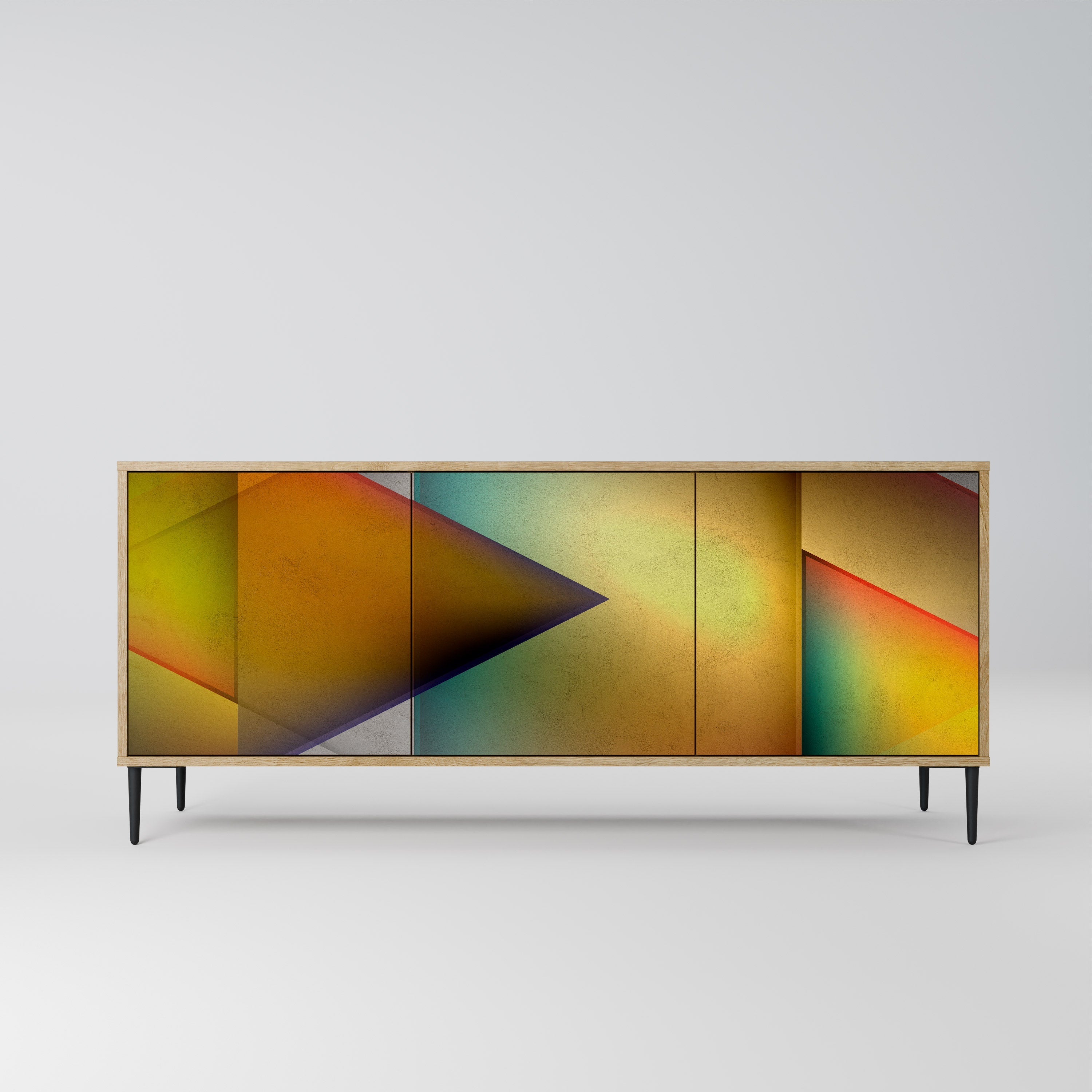 PIERCING SHARPNESS 3-Door Sideboard in Oak Effect