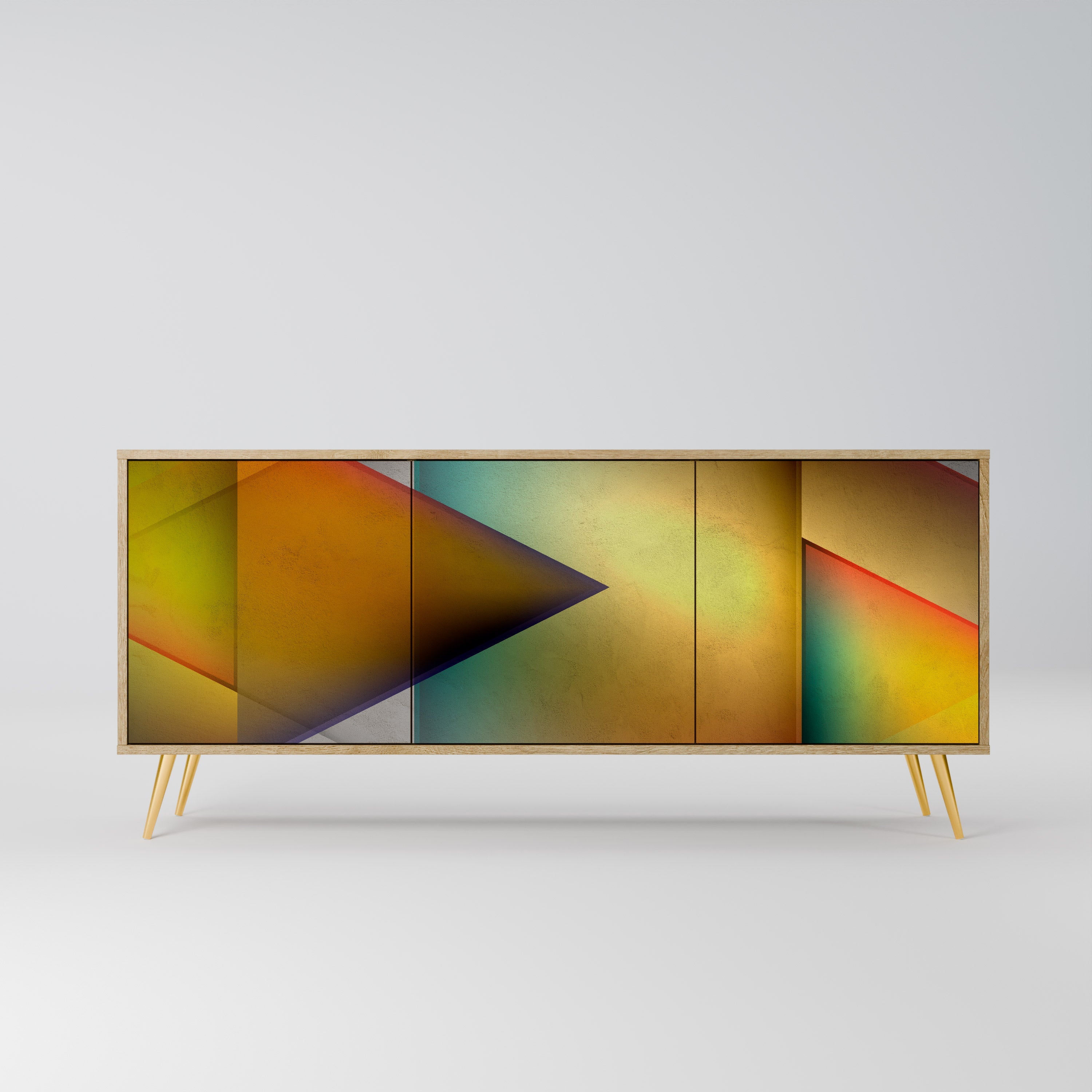 PIERCING SHARPNESS 3-Door Sideboard in Oak Effect