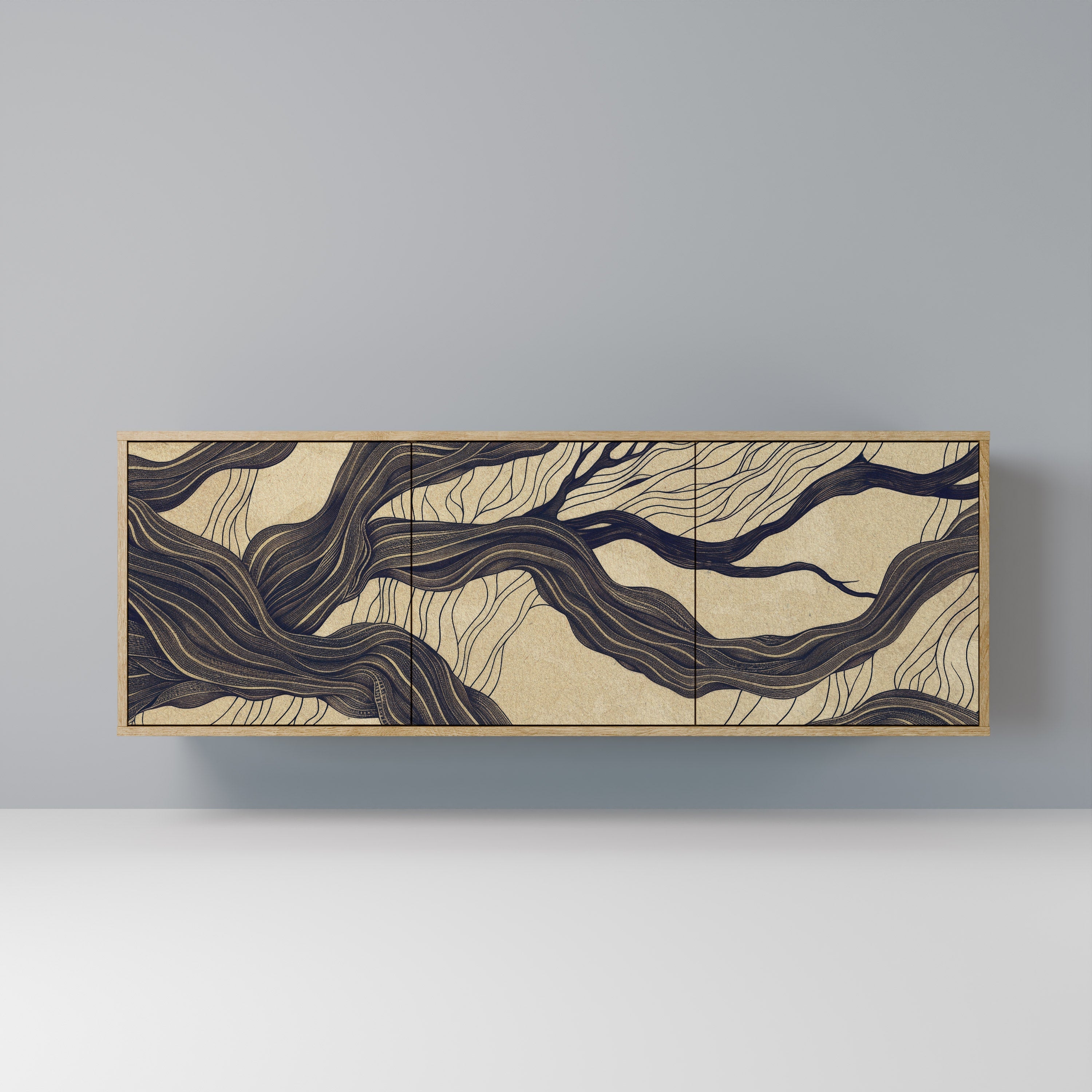 UNIFIED FRAGMENTS 3-Door Sideboard in Oak Effect