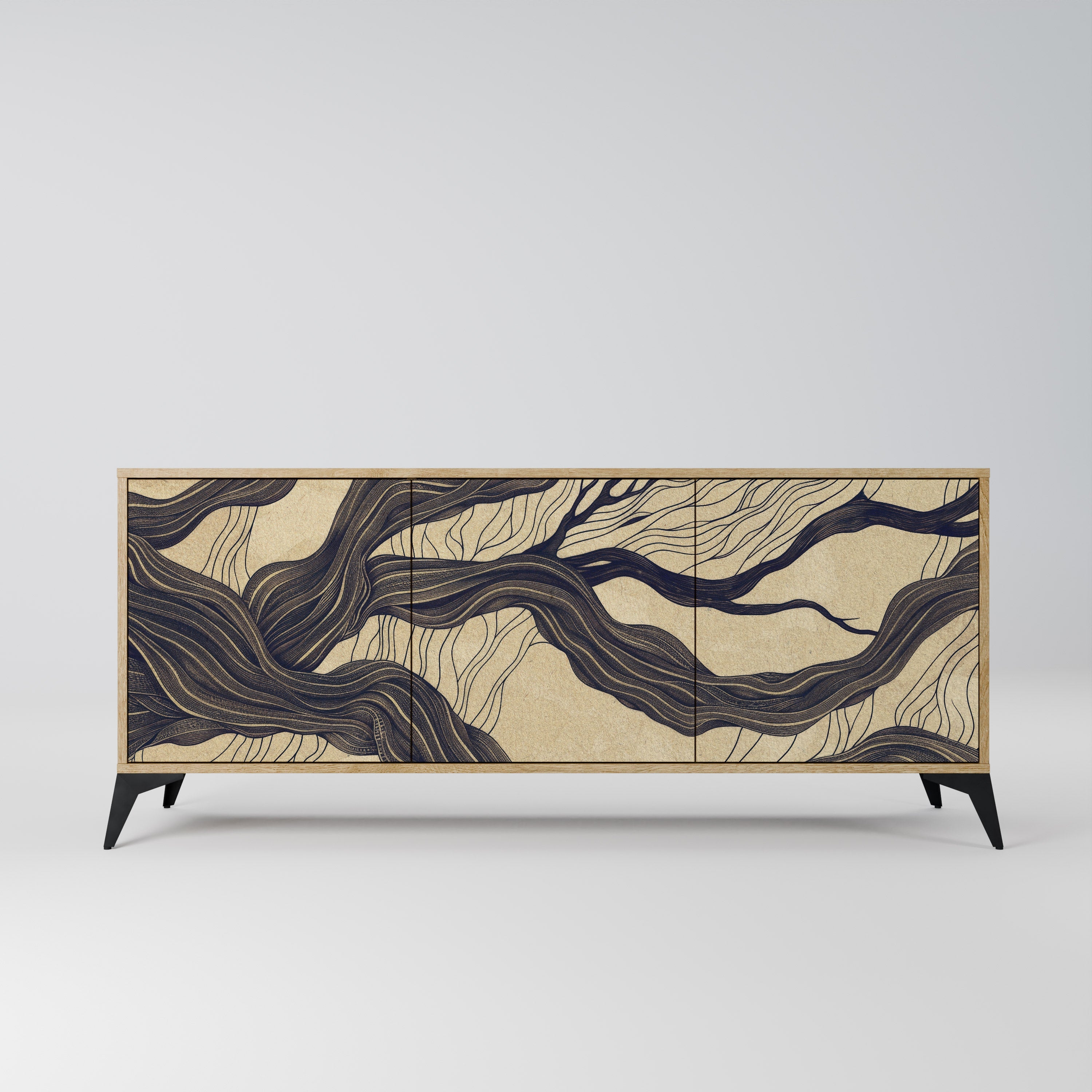 UNIFIED FRAGMENTS 3-Door Sideboard in Oak Effect