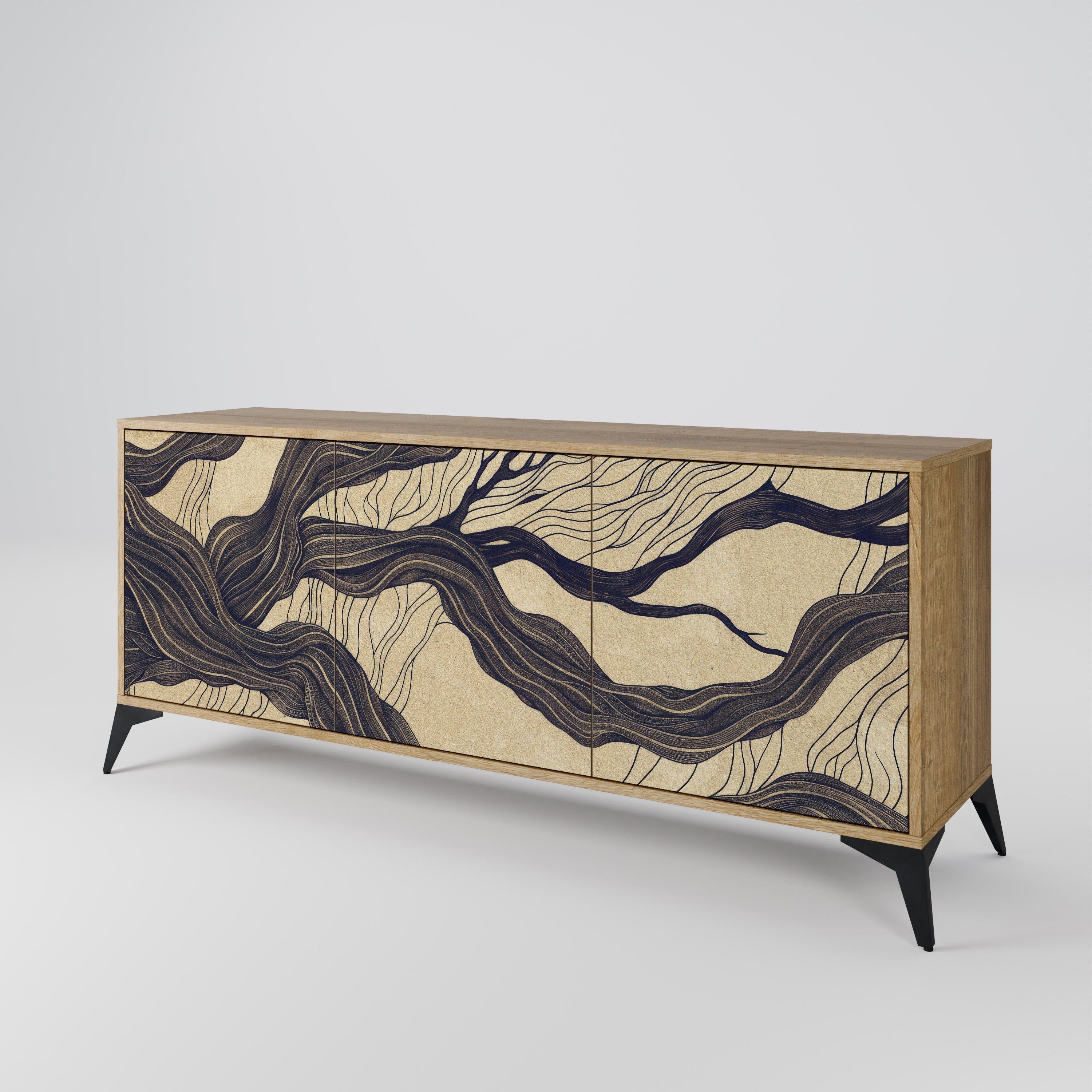 UNIFIED FRAGMENTS 3-Door Sideboard in Oak Effect