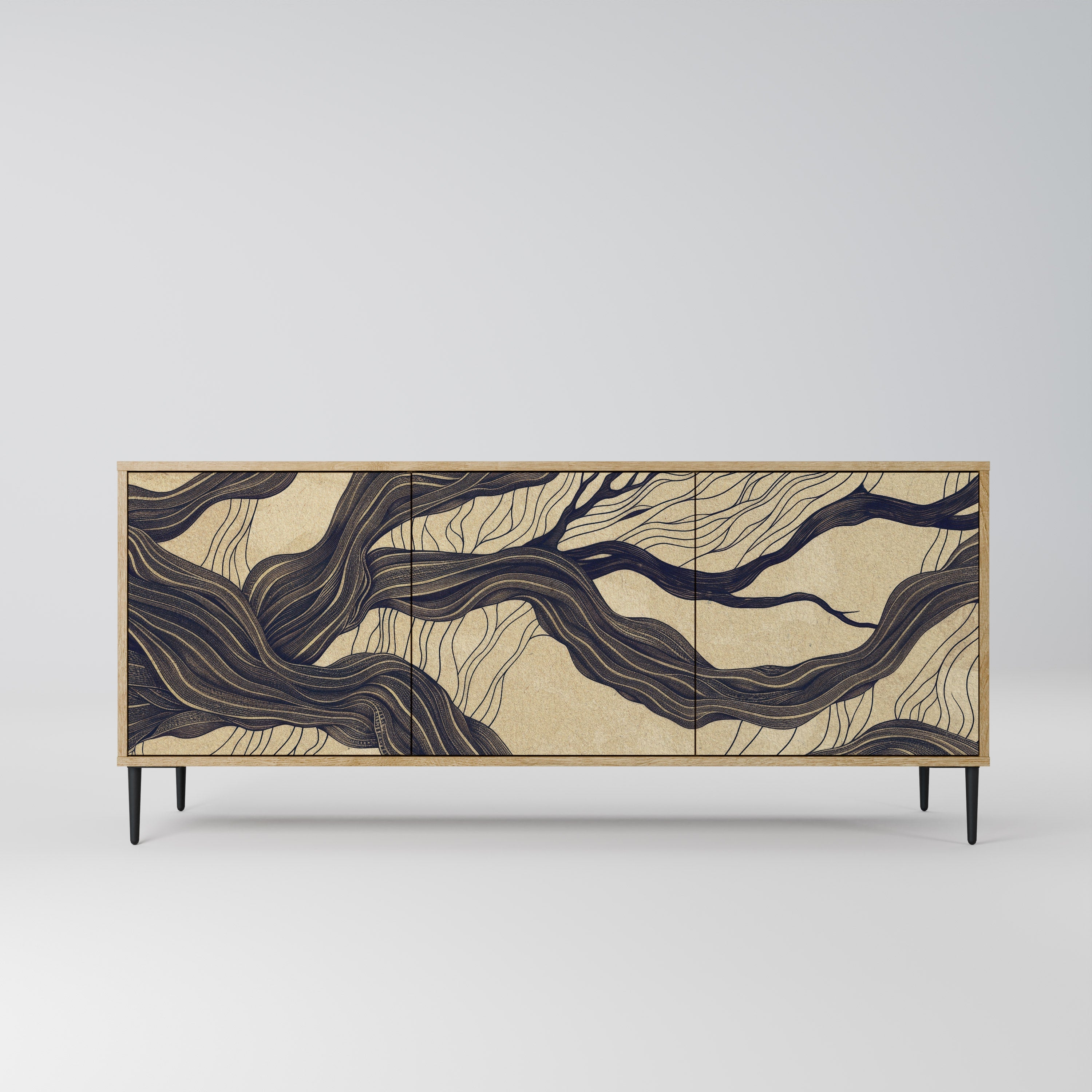 UNIFIED FRAGMENTS 3-Door Sideboard in Oak Effect