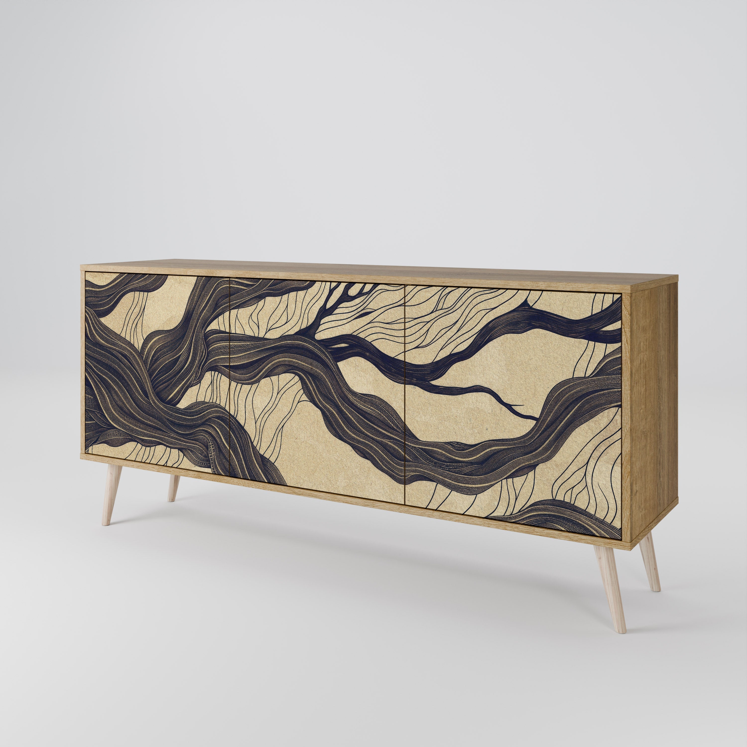 UNIFIED FRAGMENTS 3-Door Sideboard in Oak Effect