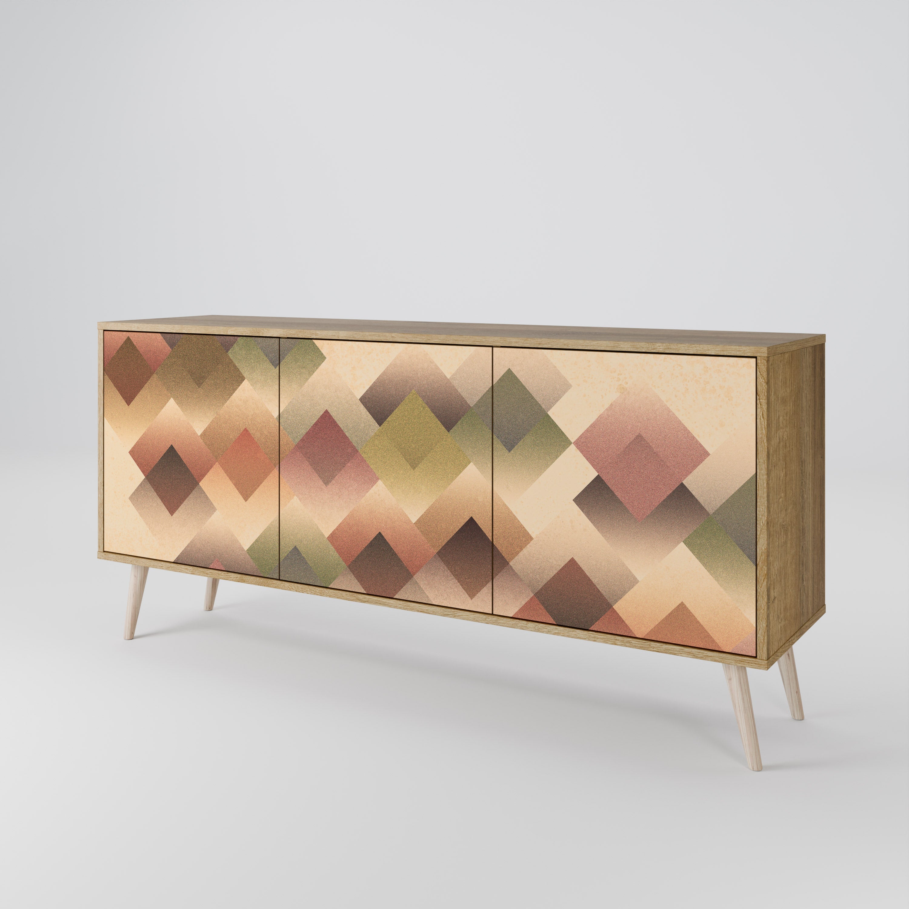 GEOMETRIC FUSION 3-Door Sideboard in Oak Effect