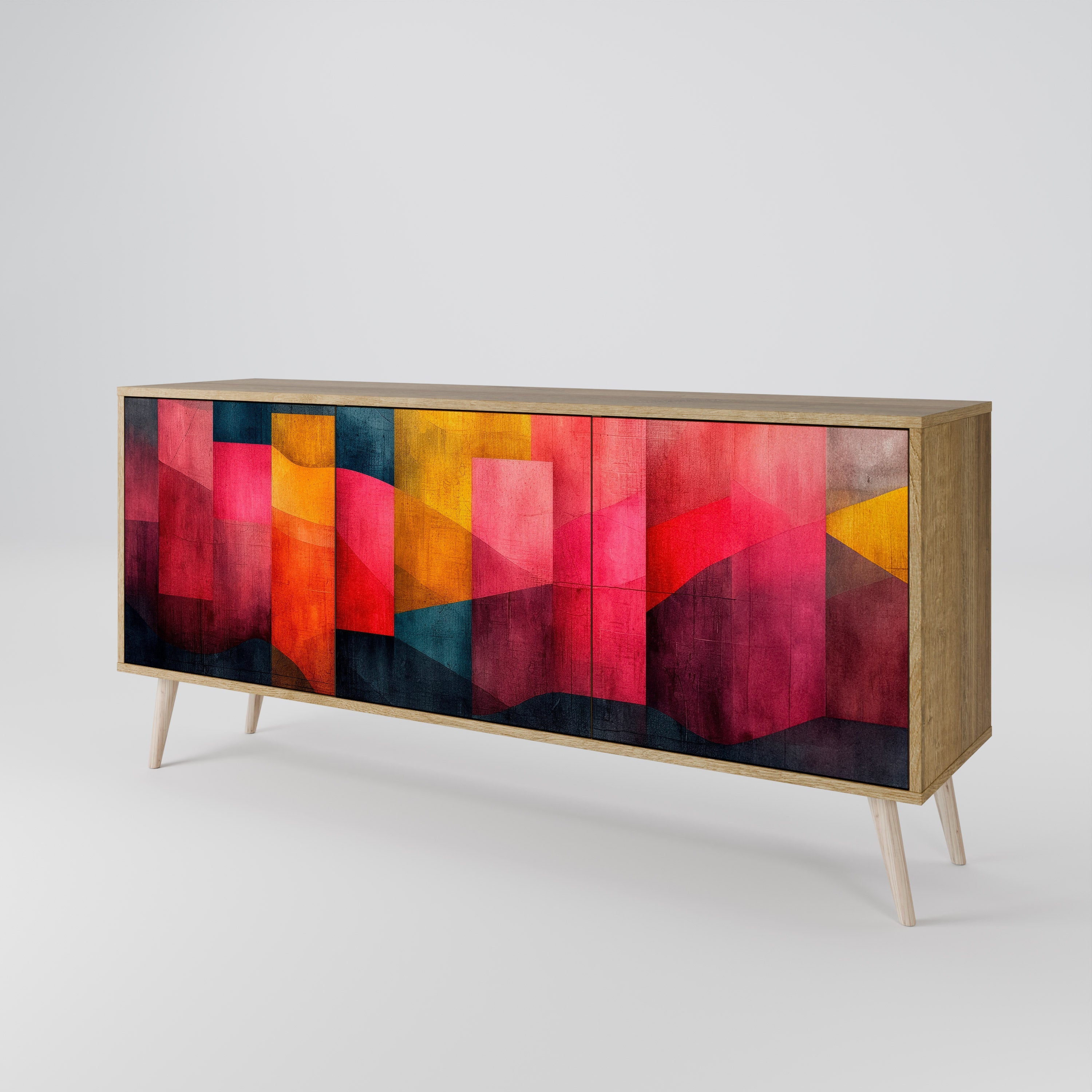 COLORFUL SOUNDS 3-Door Sideboard in Oak Effect