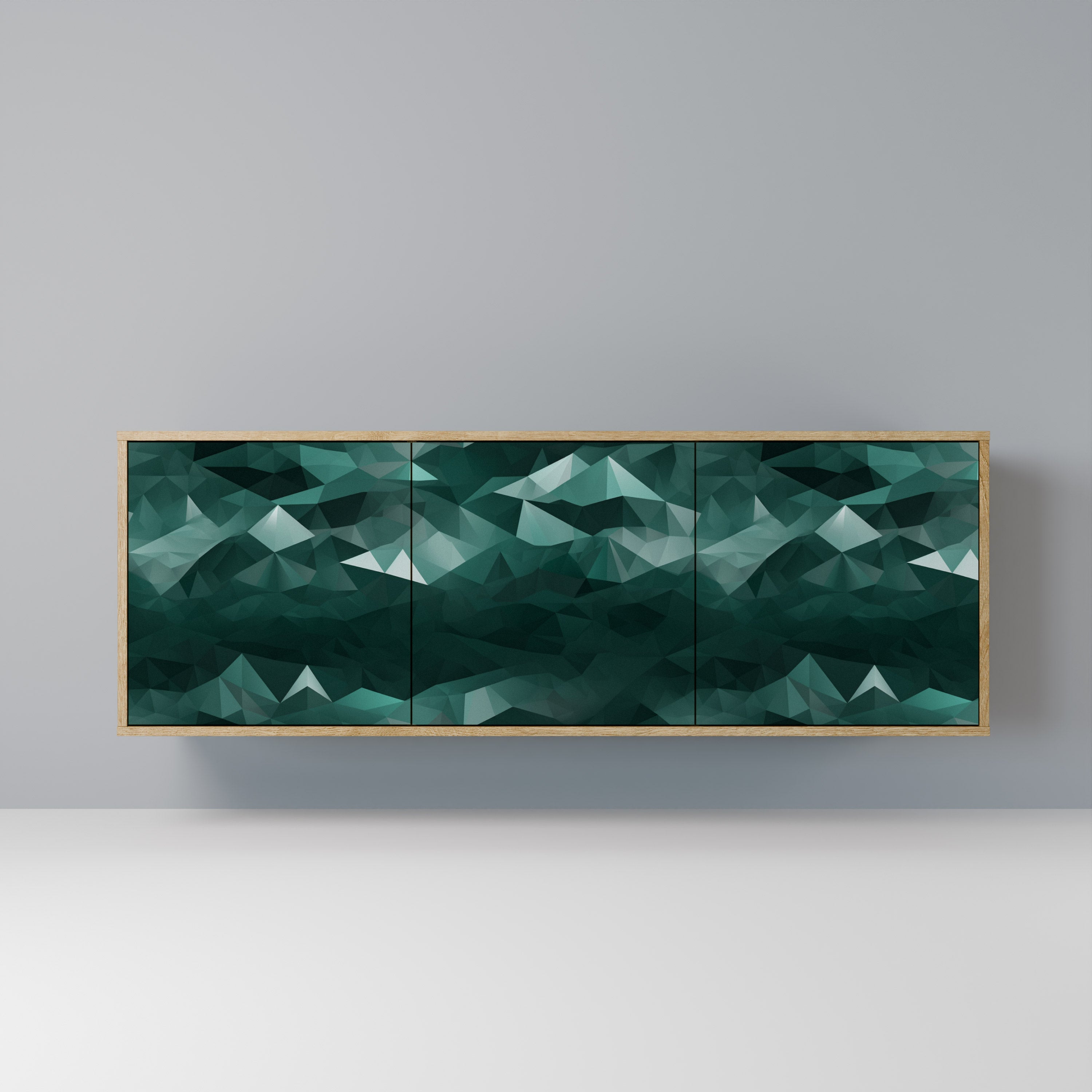 POLYGONAL FLOATING 3-Door Sideboard in Oak Effect