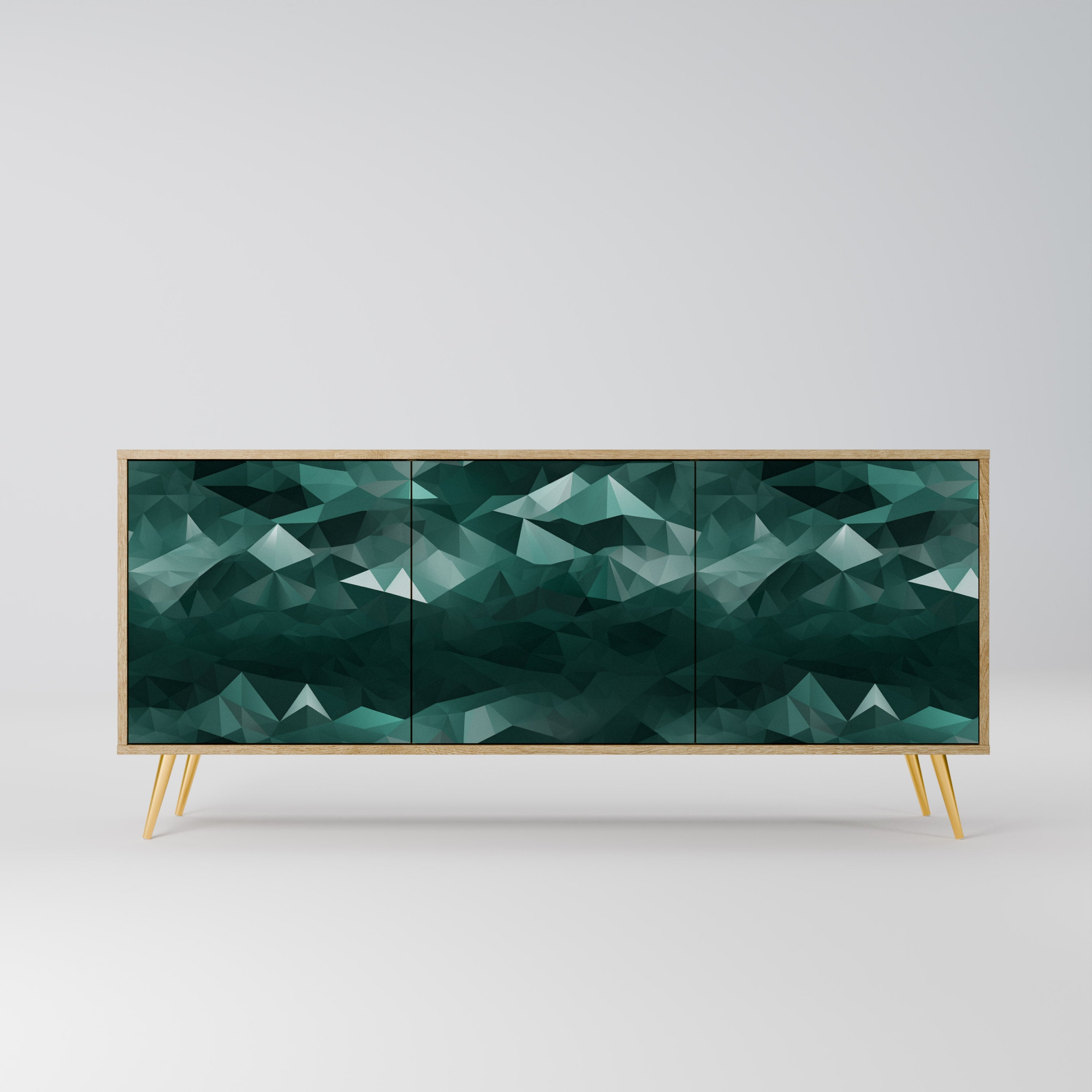POLYGONAL FLOATING 3-Door Sideboard in Oak Effect