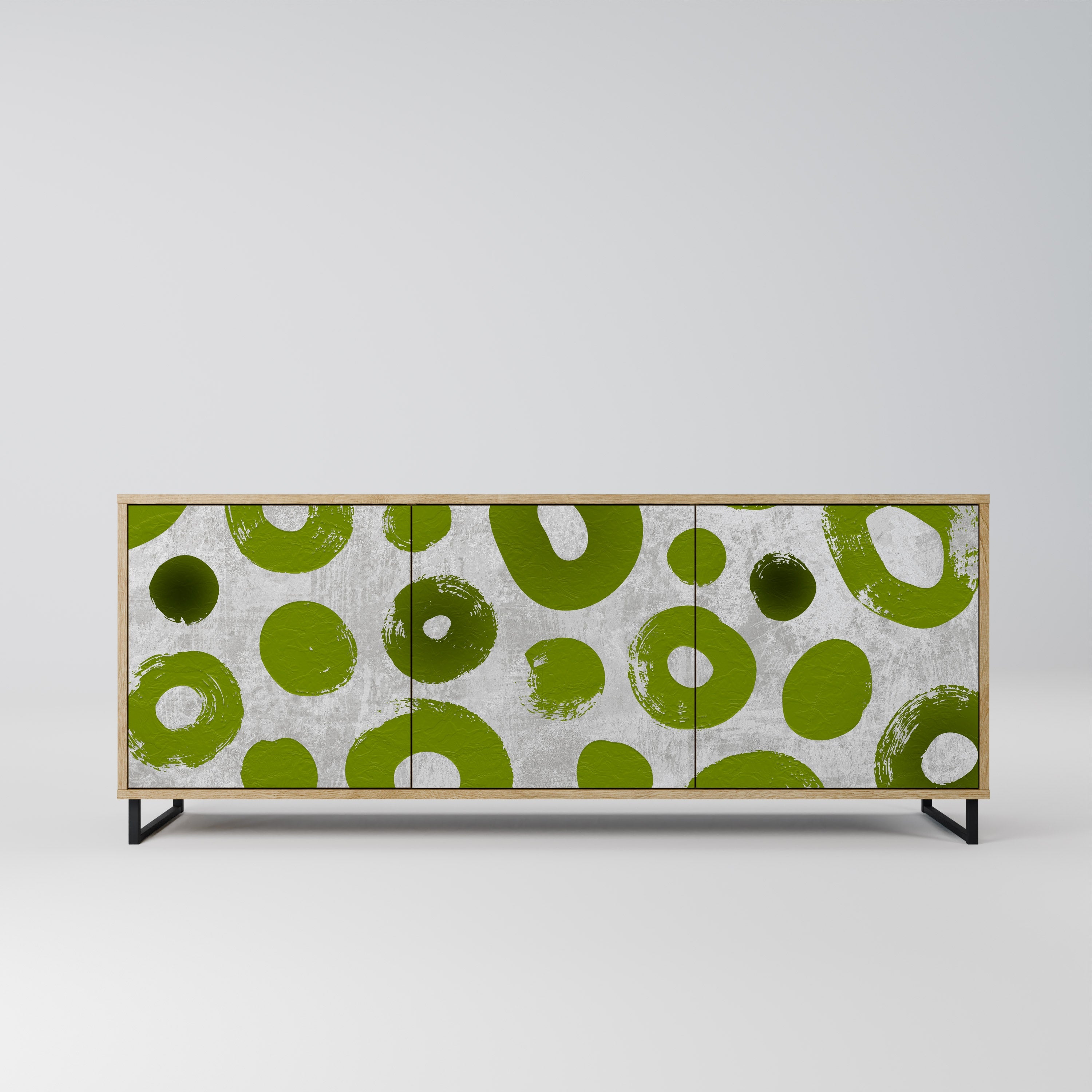 GREEN RHAPSODY 3-Door Sideboard in Oak Effect