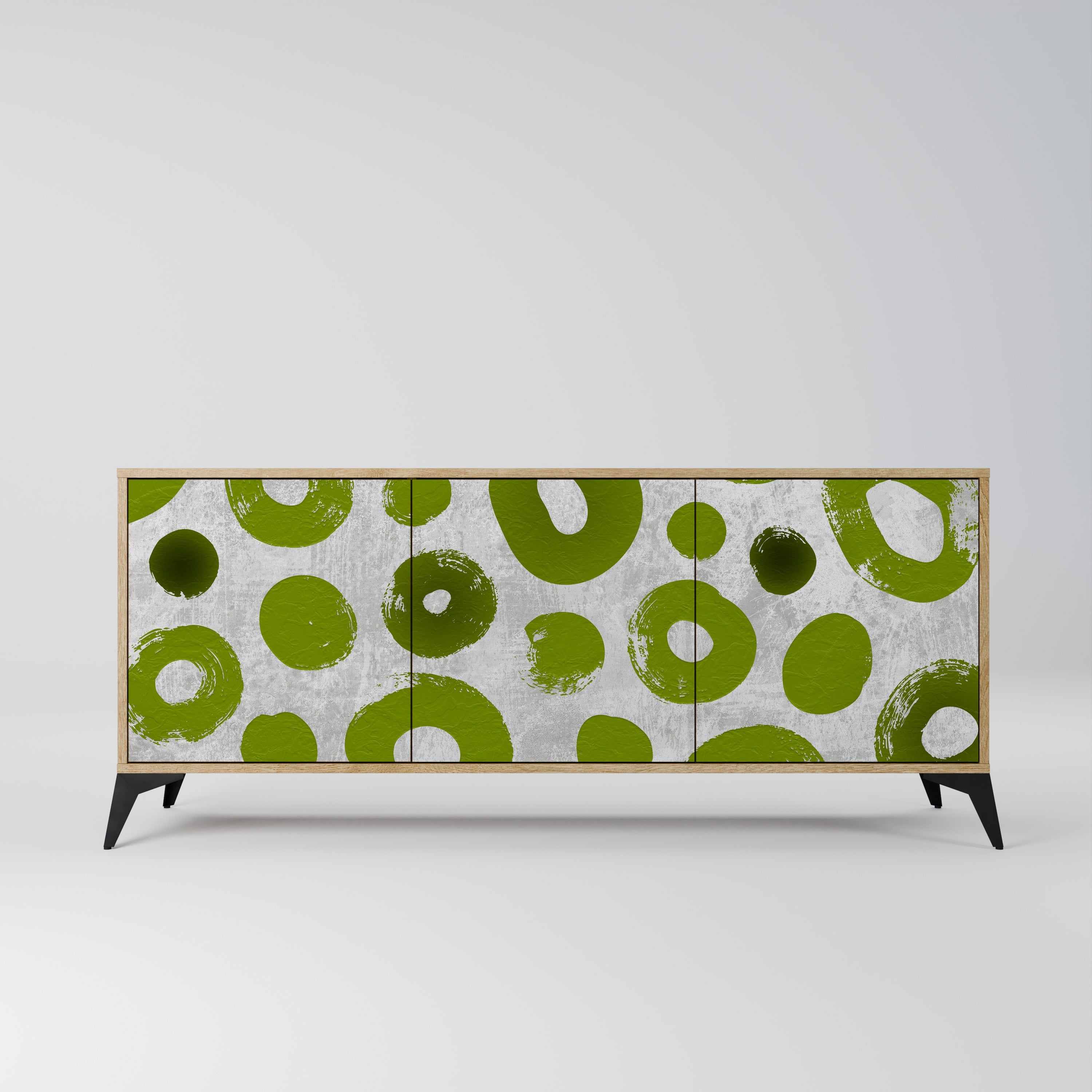 GREEN RHAPSODY 3-Door Sideboard in Oak Effect
