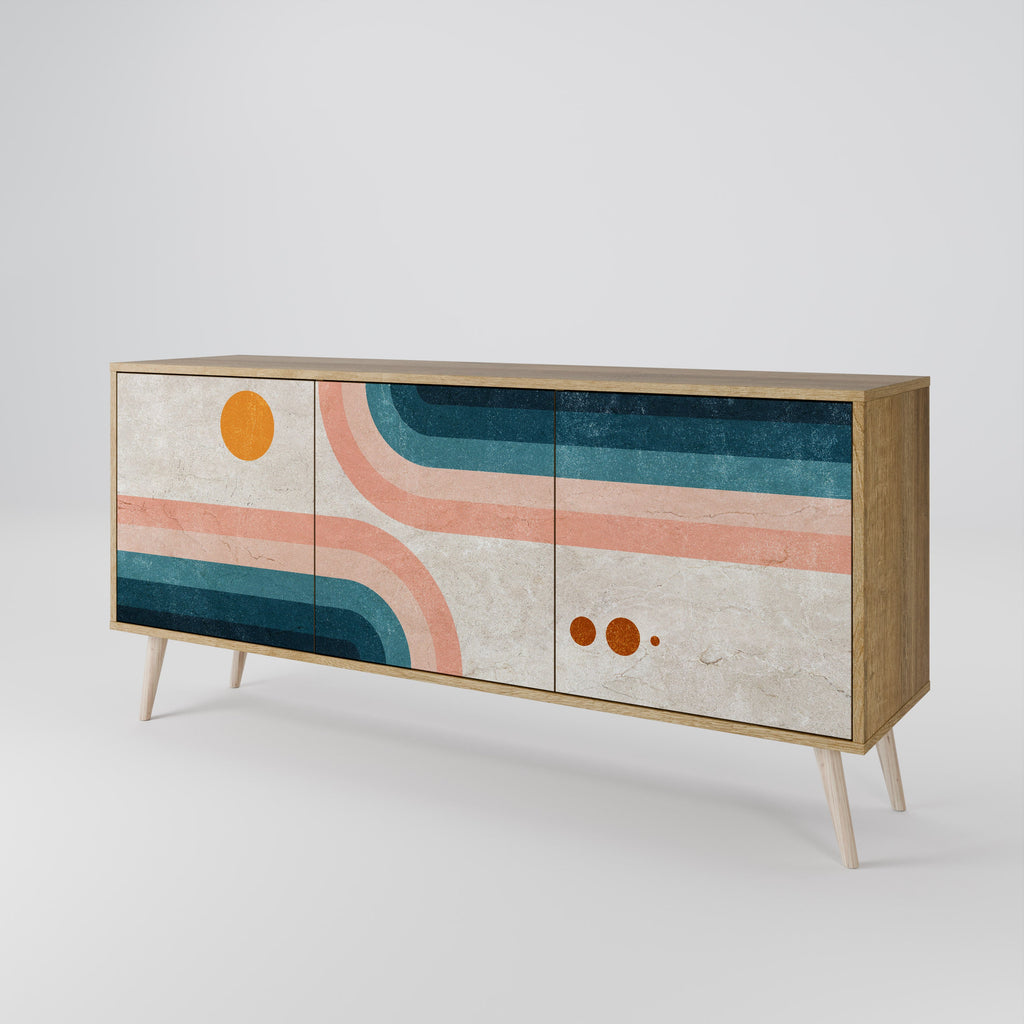 TWO HALVES 3-Door Sideboard in Oak Effect