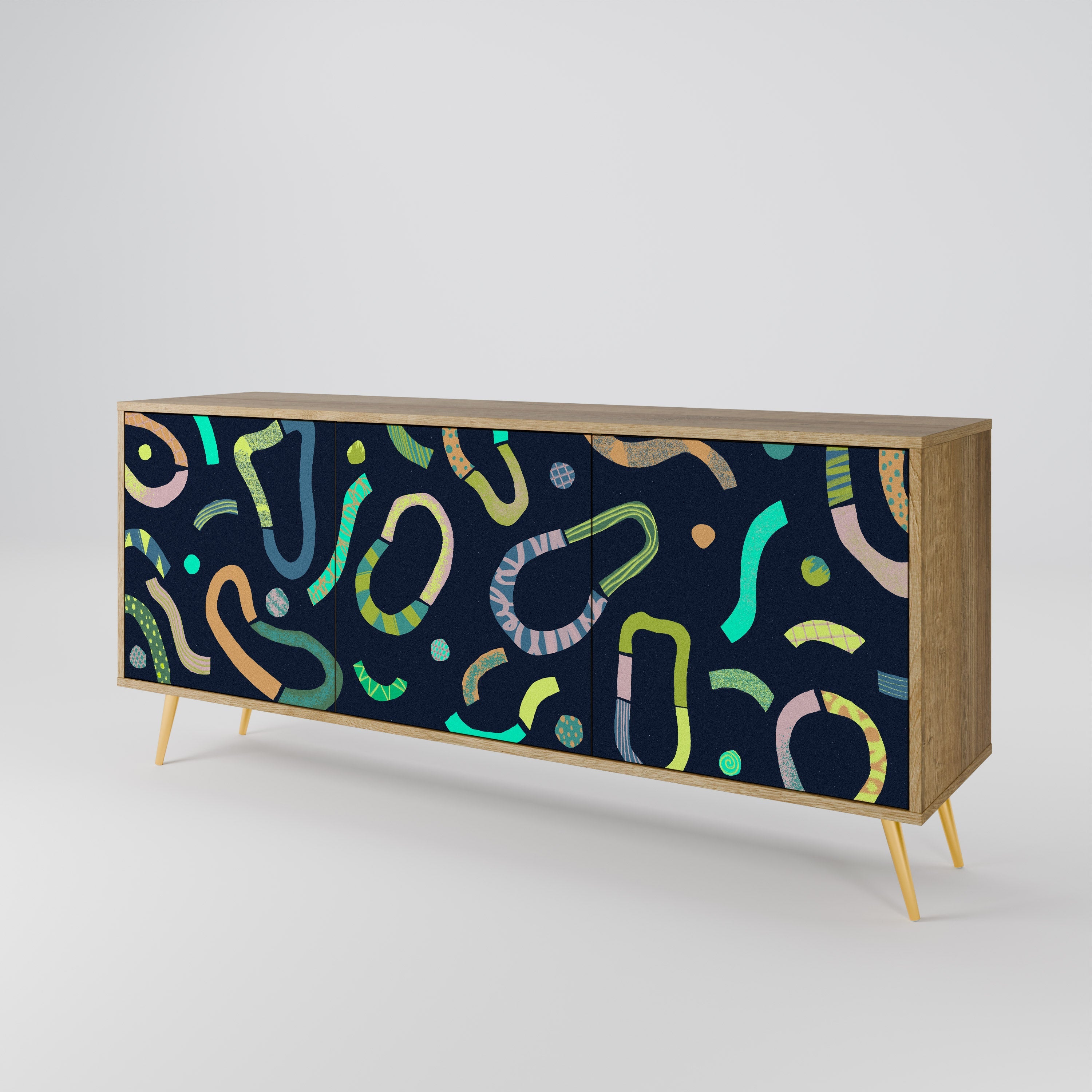 CONTRAST DANCE 3-Door Sideboard in Oak Effect