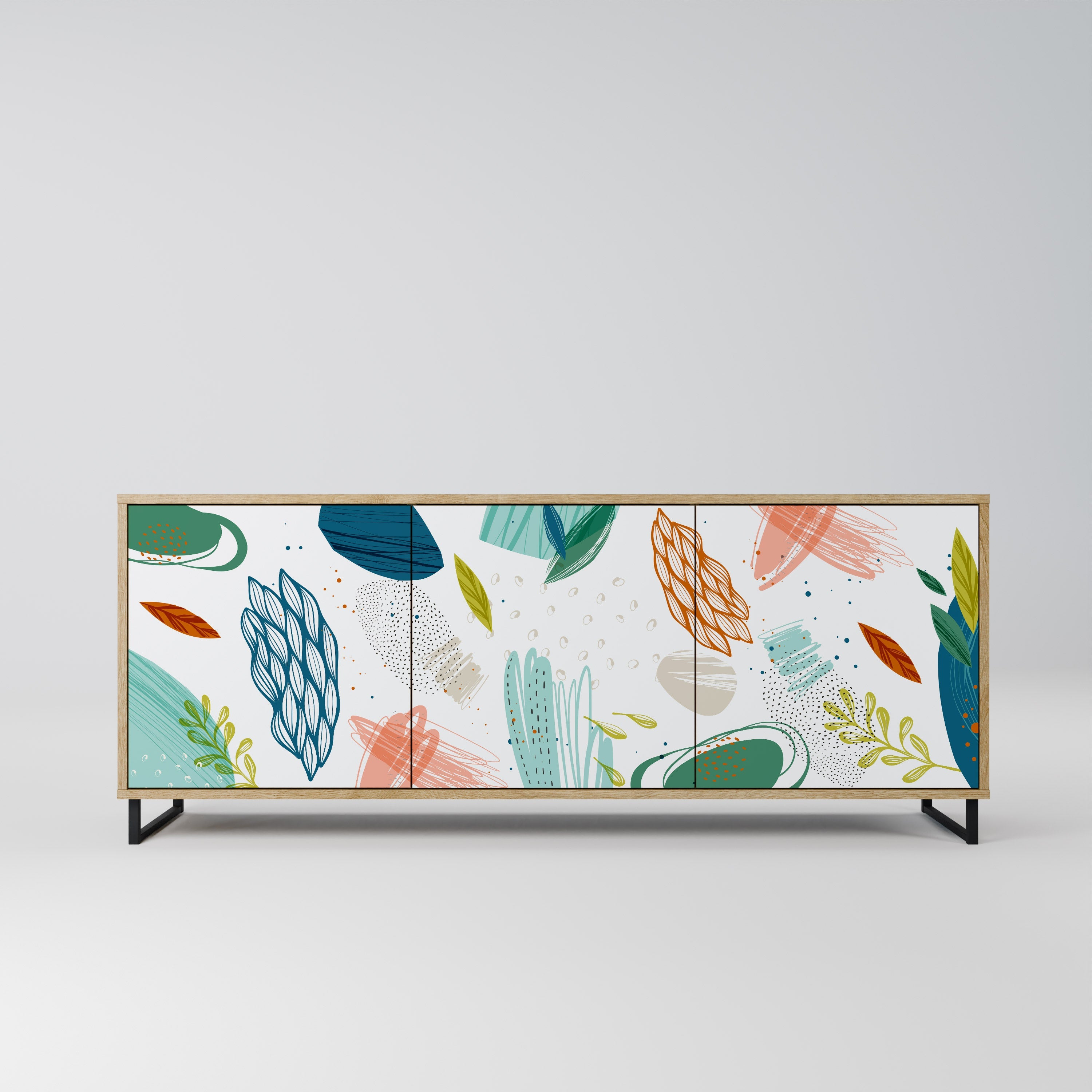 BOTANICAL HURRICANE 3-Door Sideboard in Oak Effect