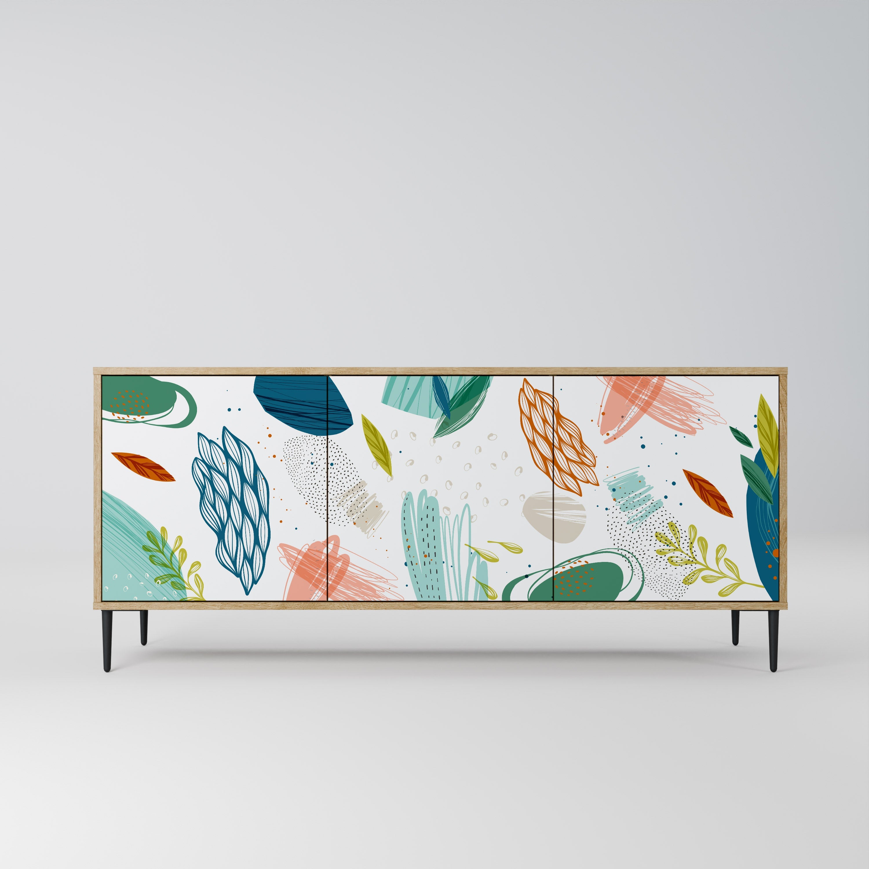 BOTANICAL HURRICANE 3-Door Sideboard in Oak Effect