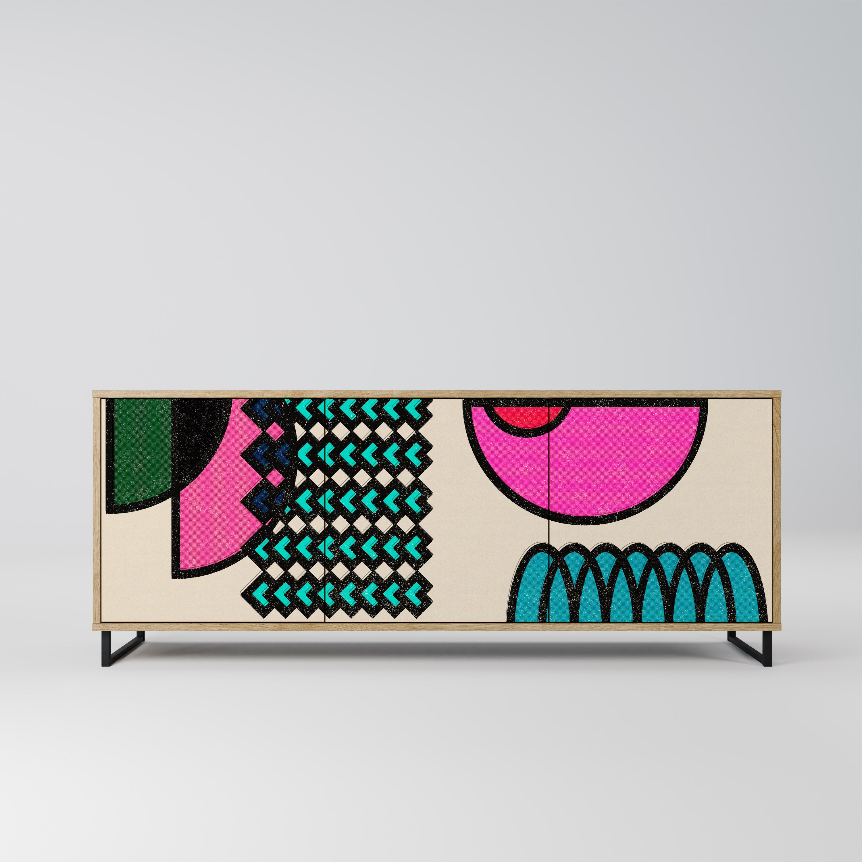 GEOMETRIC RHAPSODY 3-Door Sideboard in Oak Effect