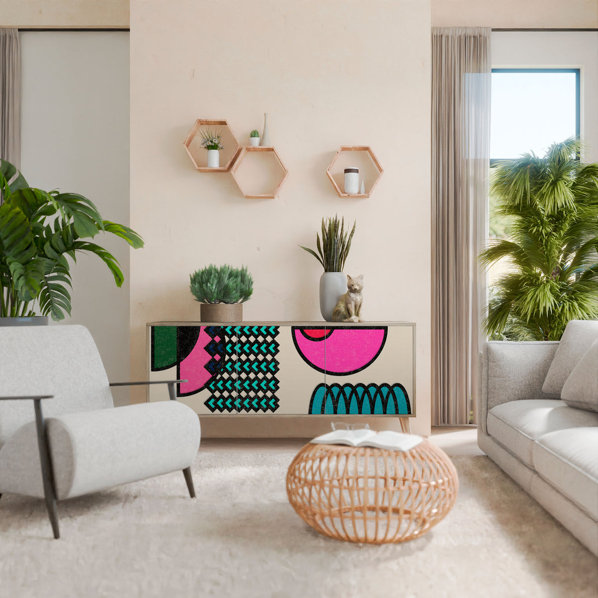 GEOMETRIC RHAPSODY 3-Door Sideboard