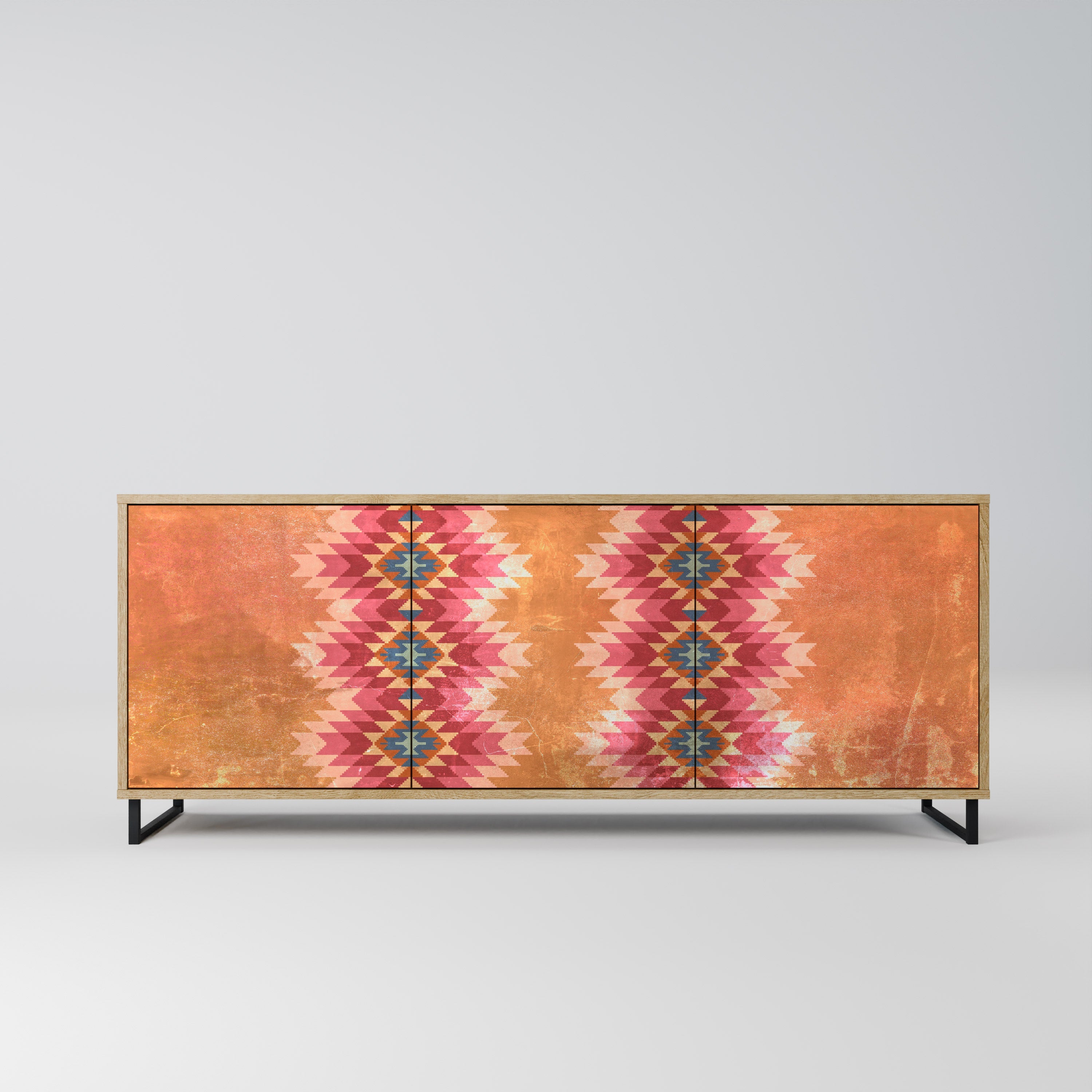 INDIAN FOLK 3-Door Sideboard in Oak Effect