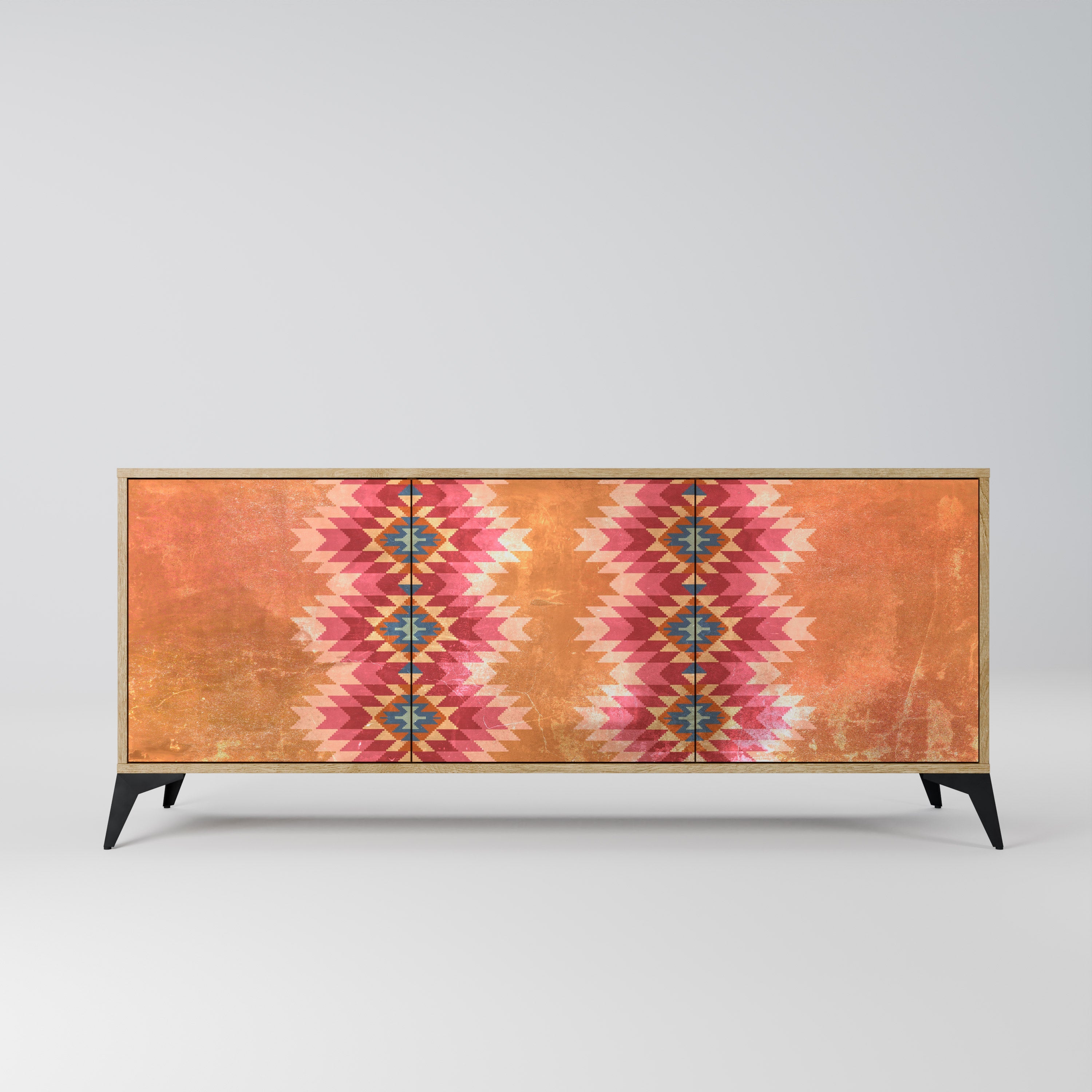 INDIAN FOLK 3-Door Sideboard in Oak Effect