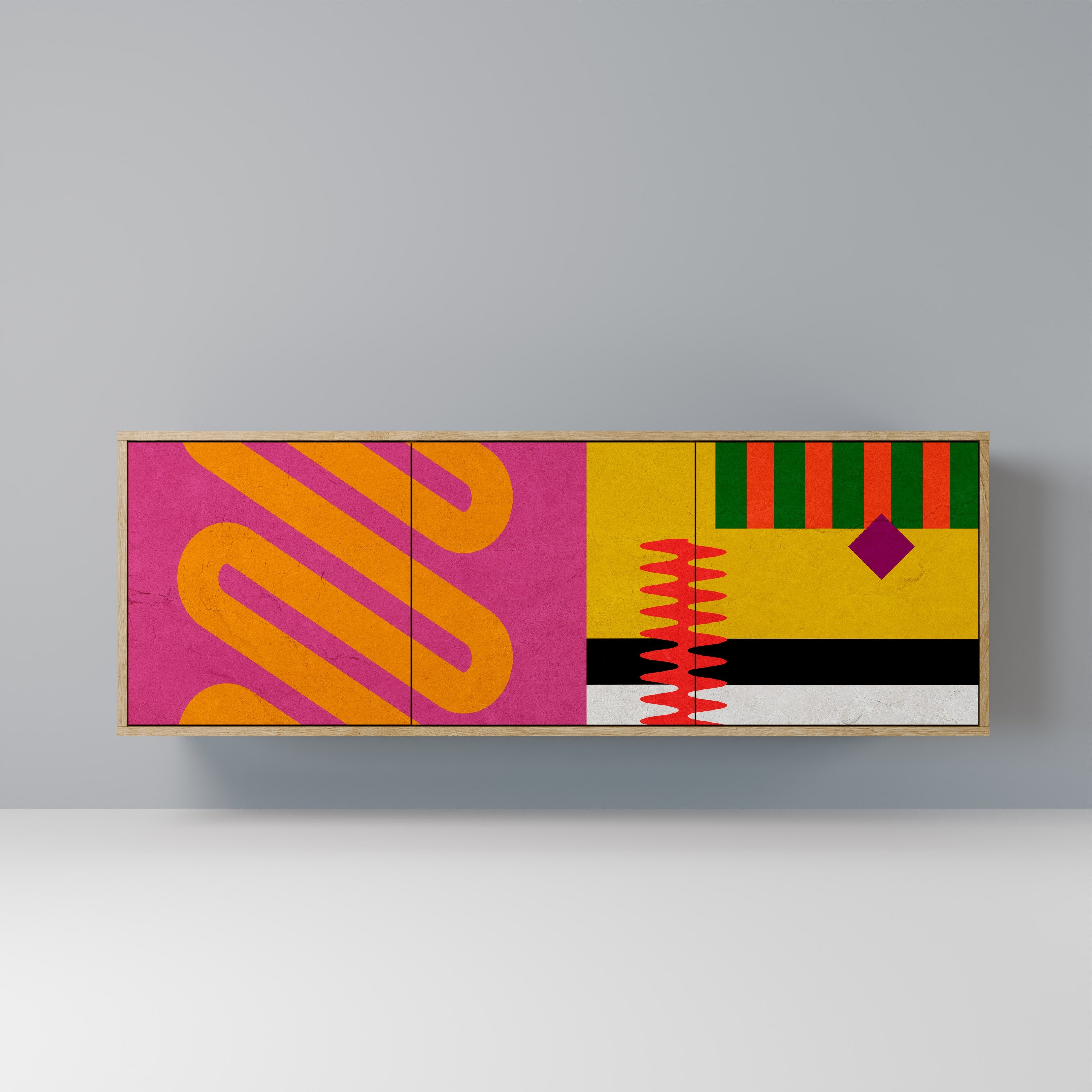 VIVID ART 3-Door Sideboard in Oak Effect