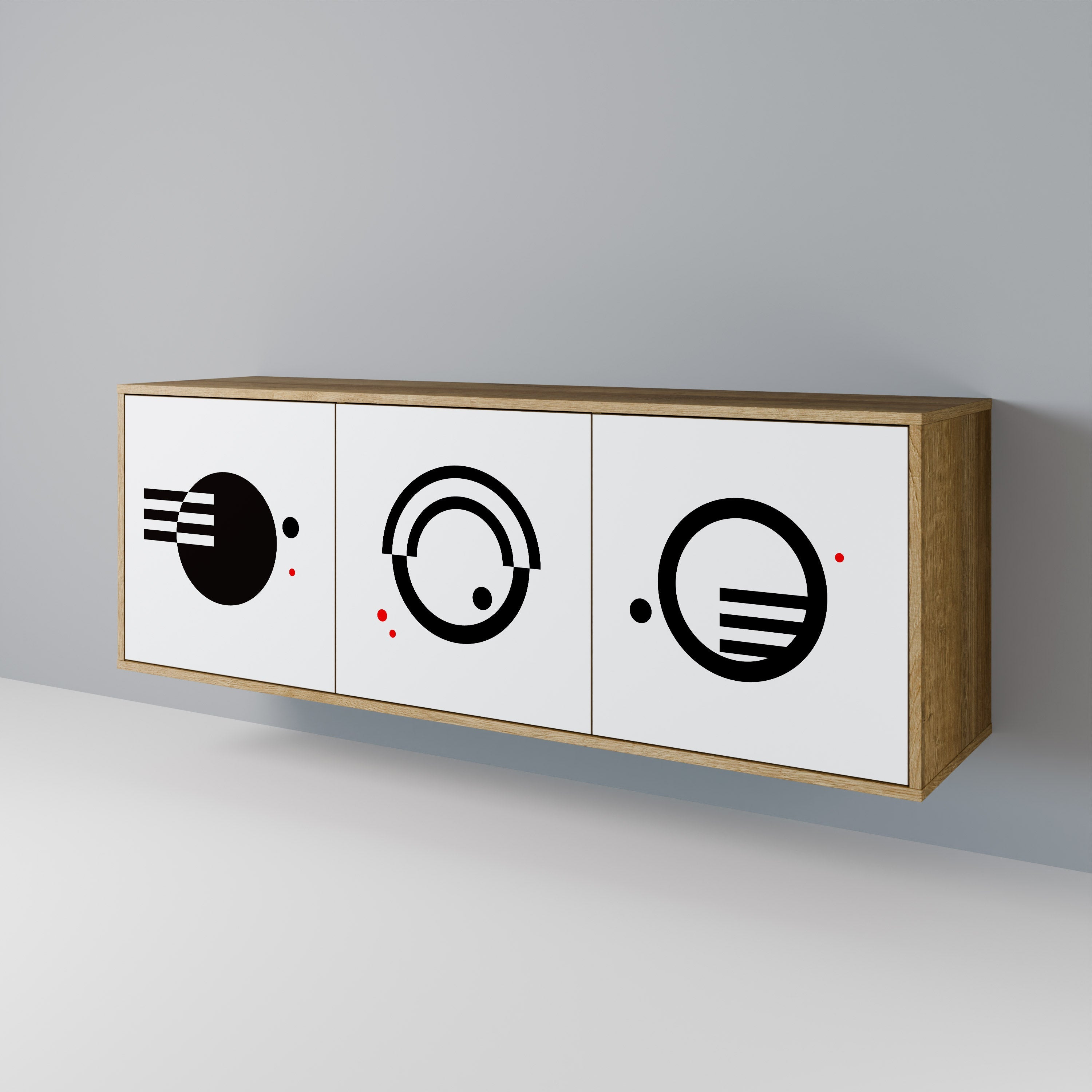 BLACK AND WHITE COMBINATION 3-Door Sideboard in Oak Effect