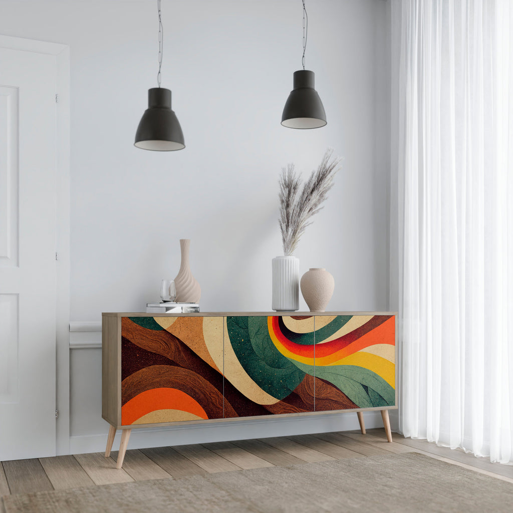 Μπουφές 3 θυρών COLORFUL STRANDS σε εφέ δρυός