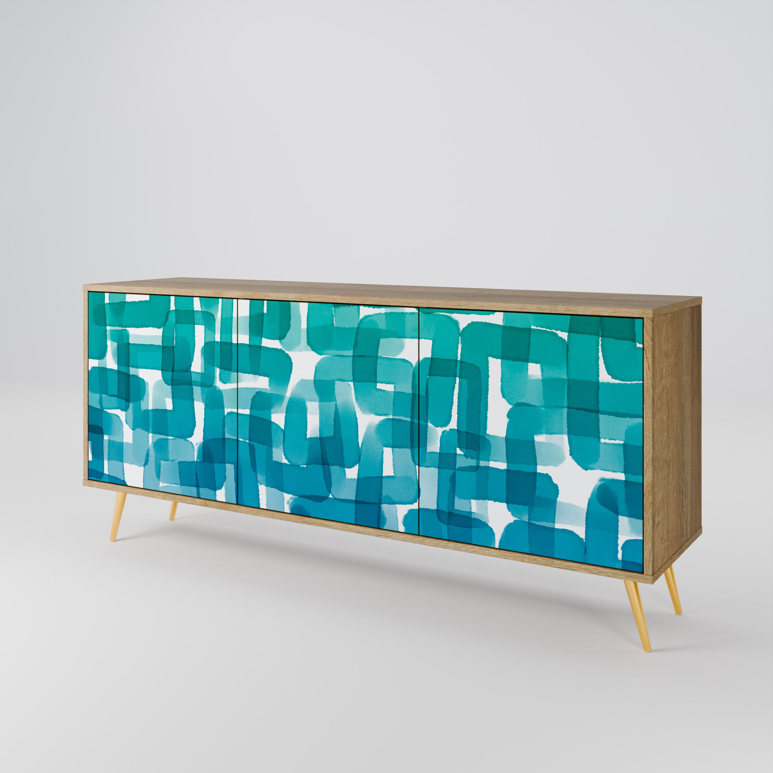 TURQUOISE RECTANGLES 3-Door Sideboard