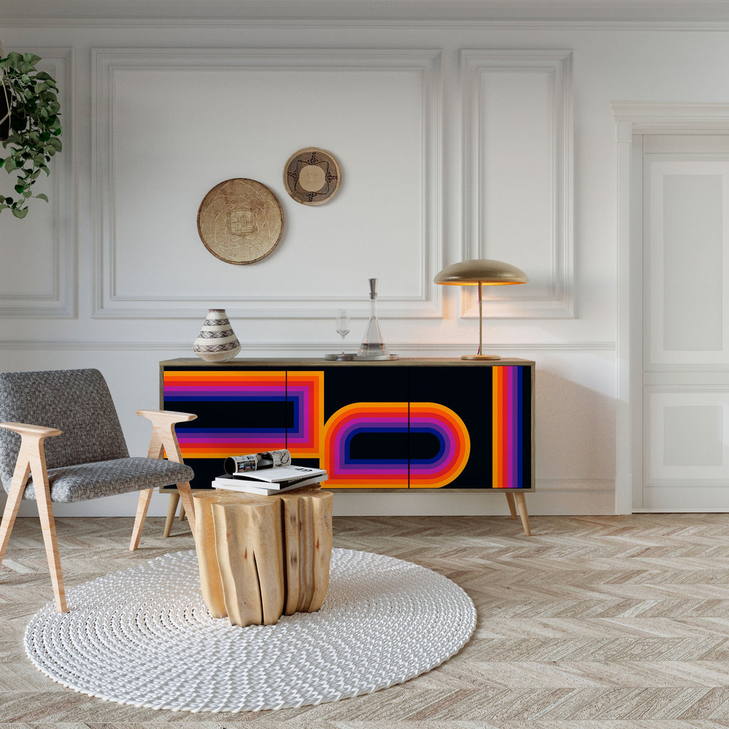 BLINDED BY THE LIGHTS 3-Door Sideboard in Oak Effect