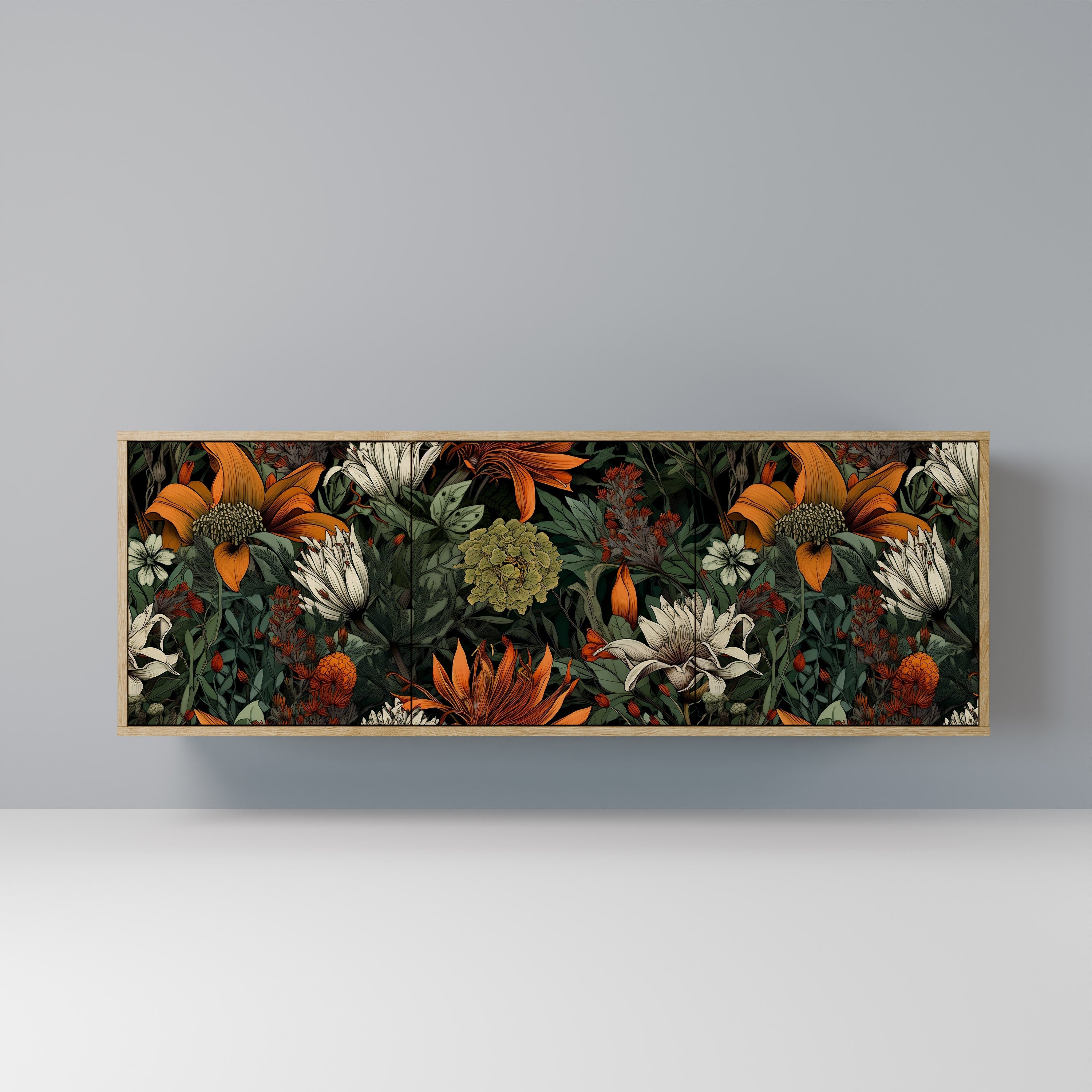 MIDNIGHT SPROUT 3-Door Sideboard in Oak Effect