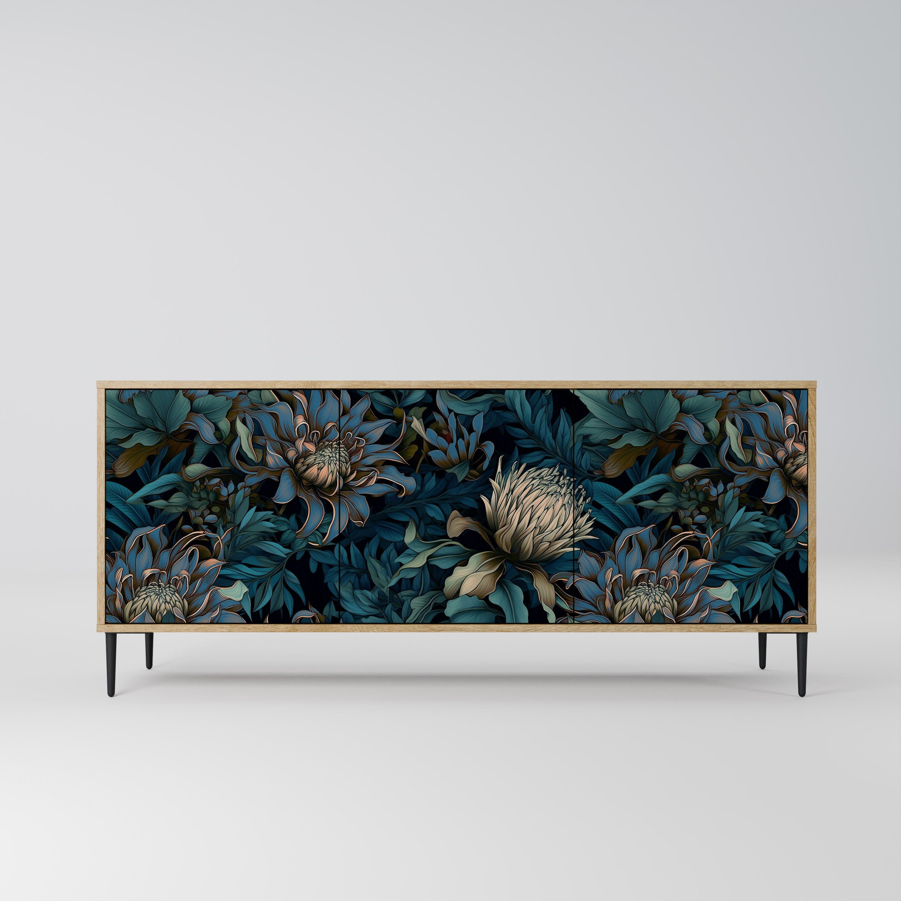 TWILIGHT BLOOM 3-Door Sideboard in Oak Effect