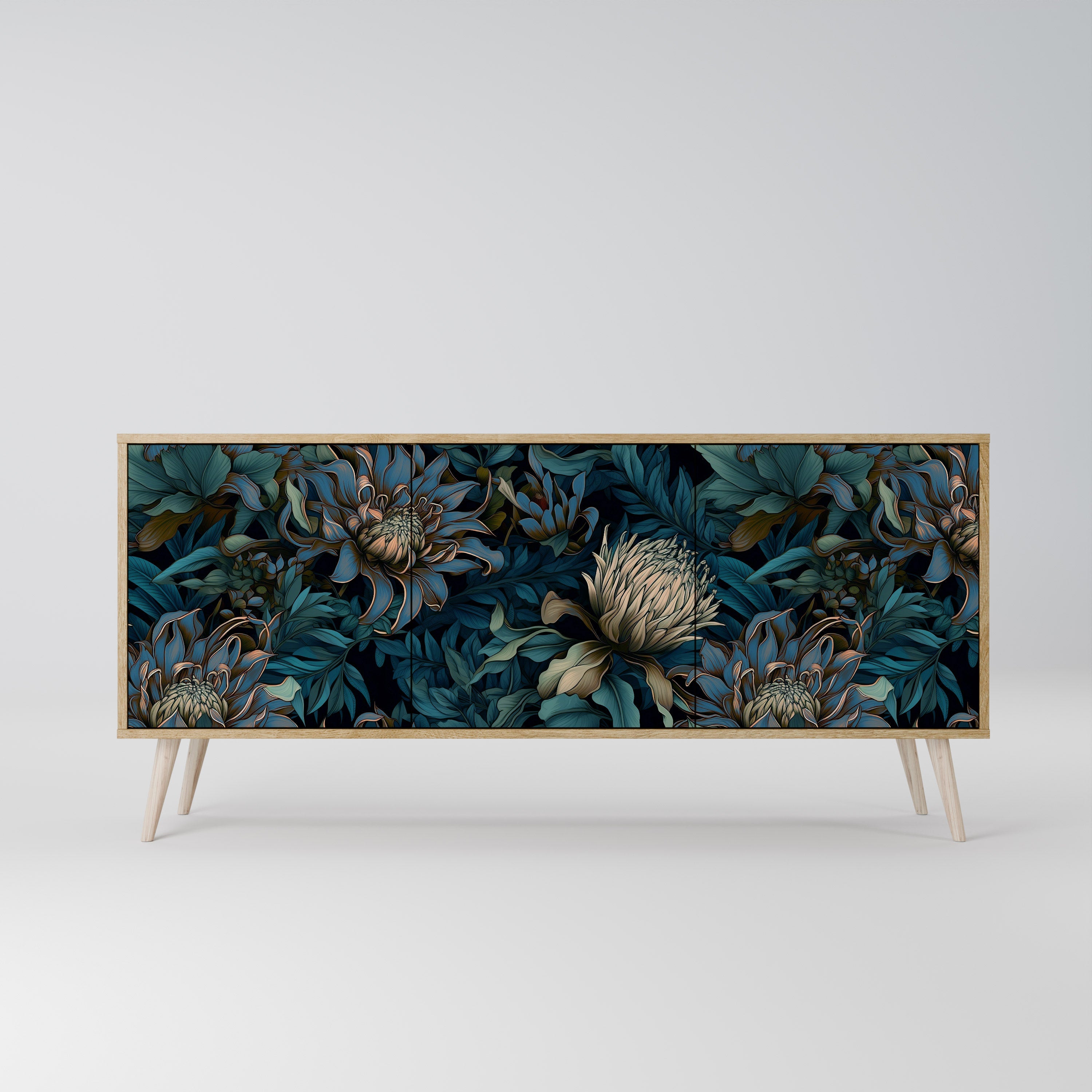 TWILIGHT BLOOM 3-Door Sideboard in Oak Effect