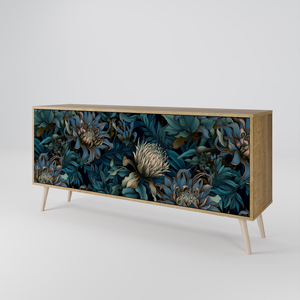 TWILIGHT BLOOM 3-Door Sideboard in Oak Effect