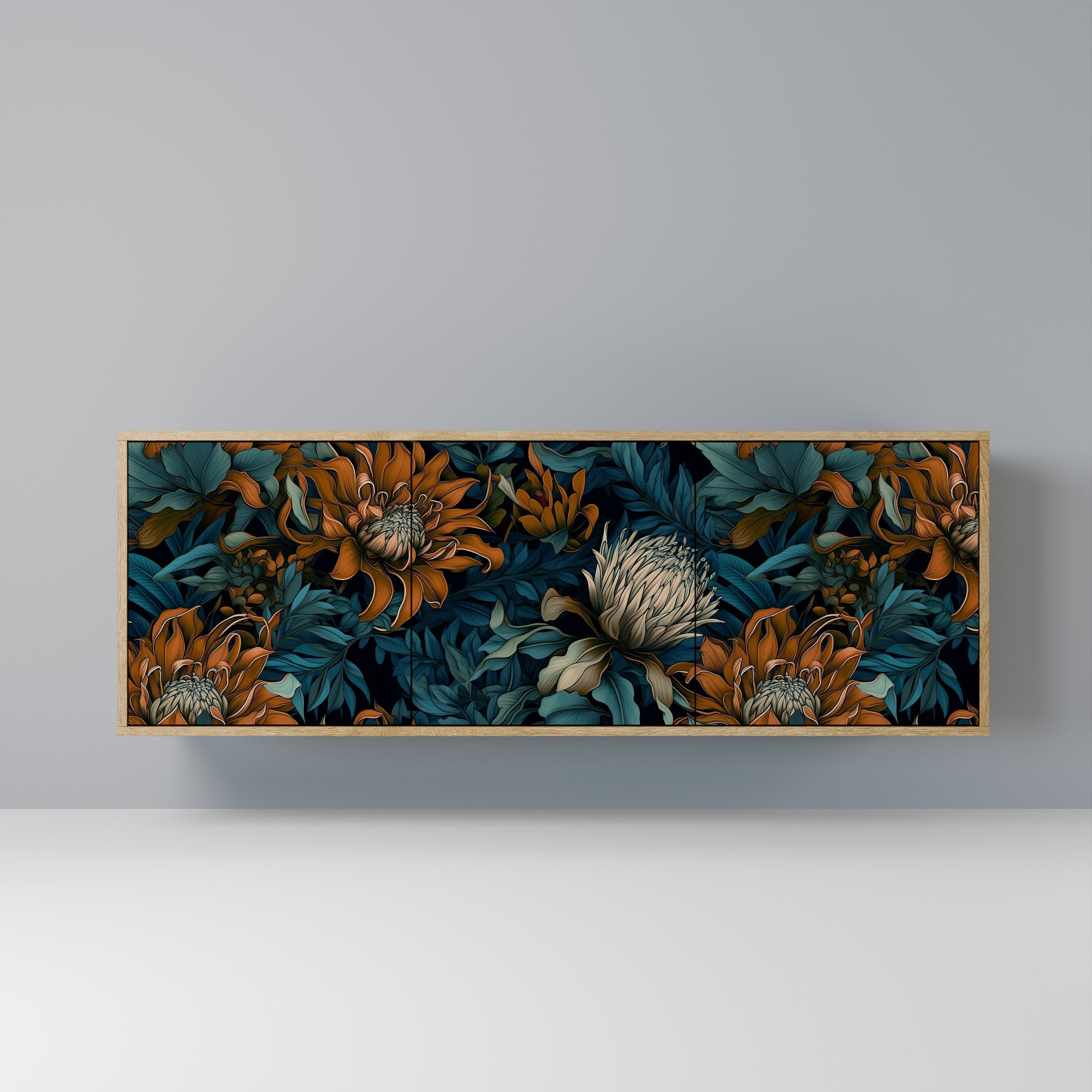 MORNING BLOOM 3-Door Sideboard in Oak Effect