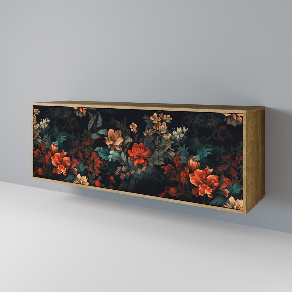 IMAGINARY BLOSSOM 3-Door Sideboard in Oak Effect