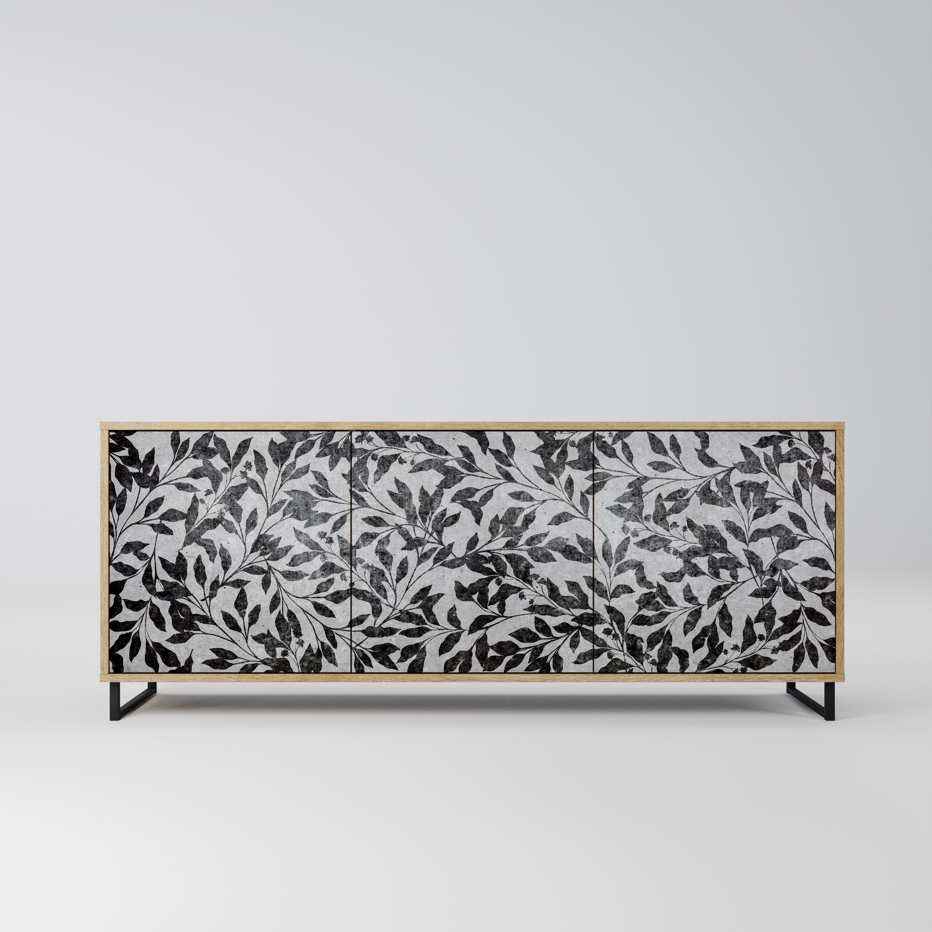 CHARCOAL SPROUT 3-Door Sideboard in Oak Effect