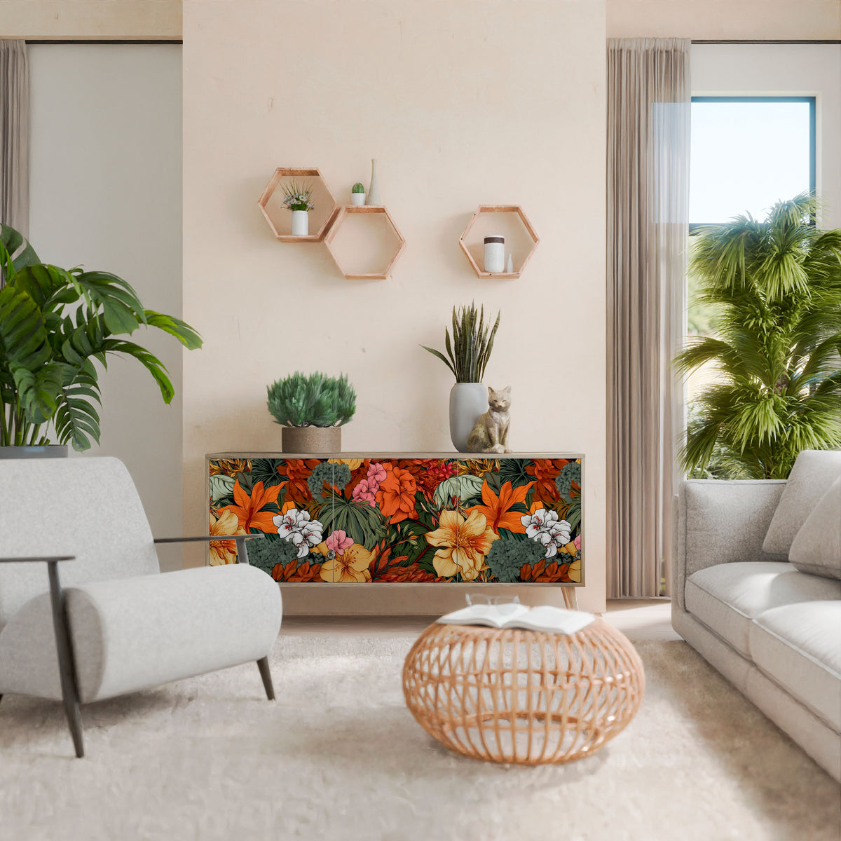 RADIANT FLORA Μπουφές 3-θυρών