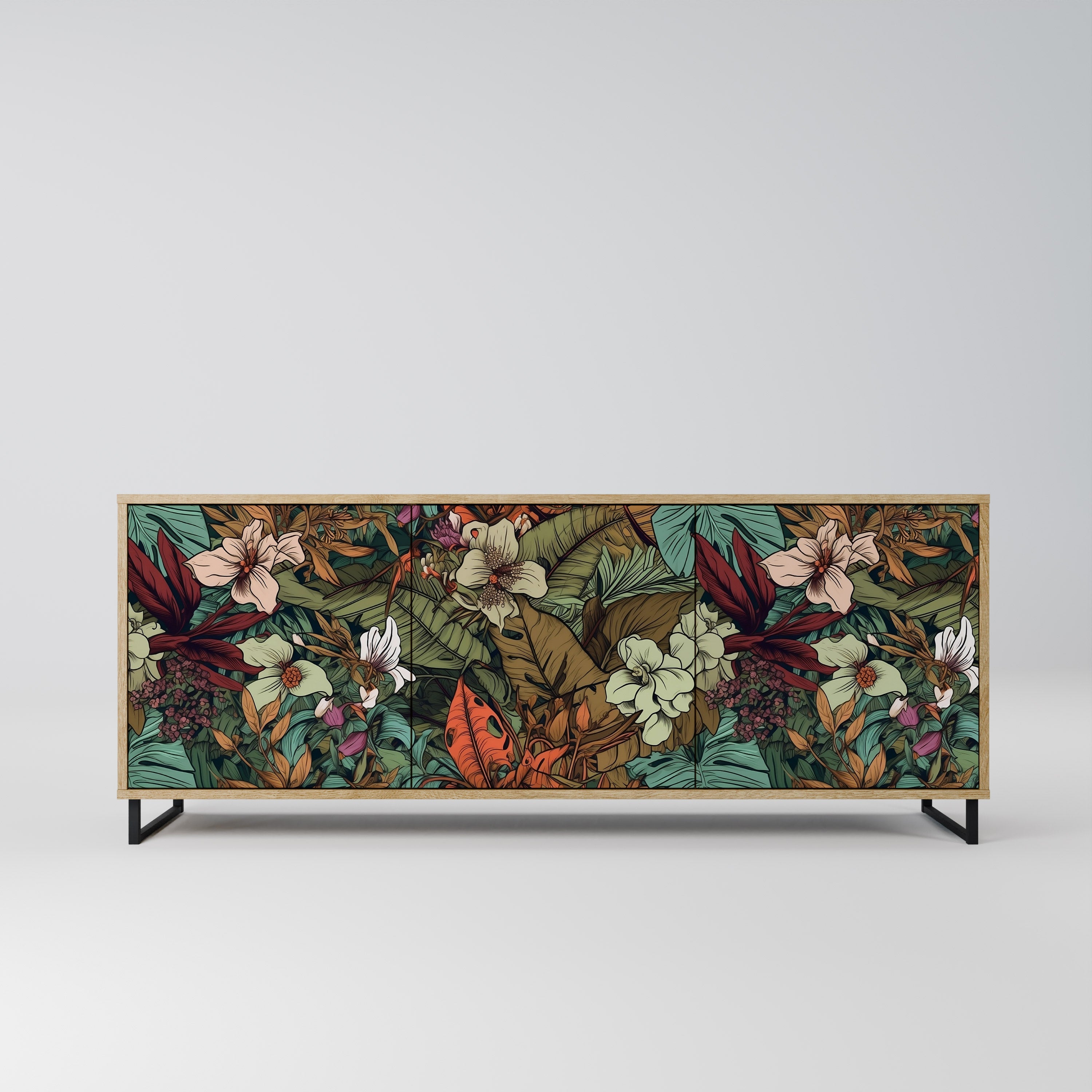 BOTANICAL EMERGENCE 3-Door Sideboard in Oak Effect
