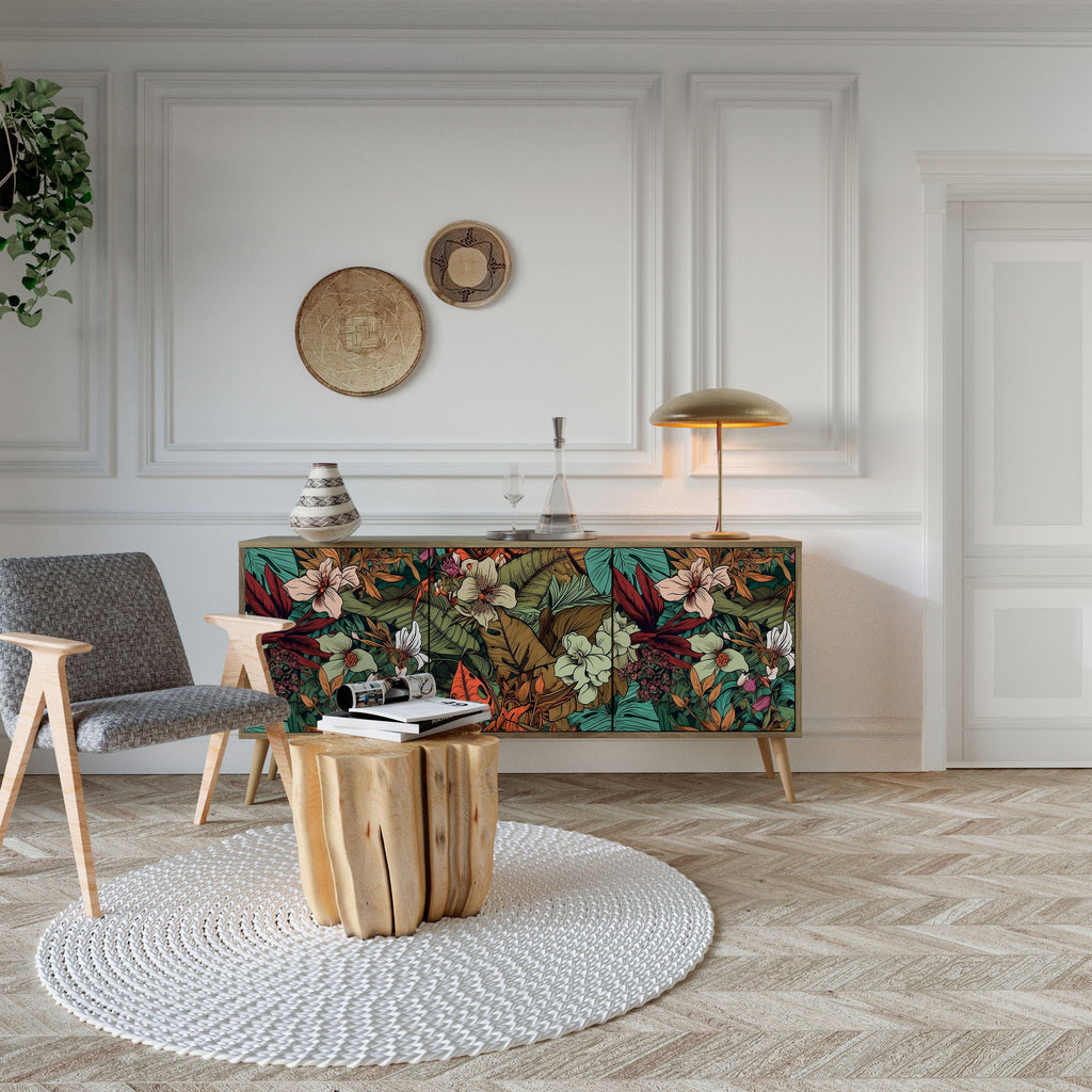 BOTANICAL EMERGENCE 3-Door Sideboard in Oak Effect