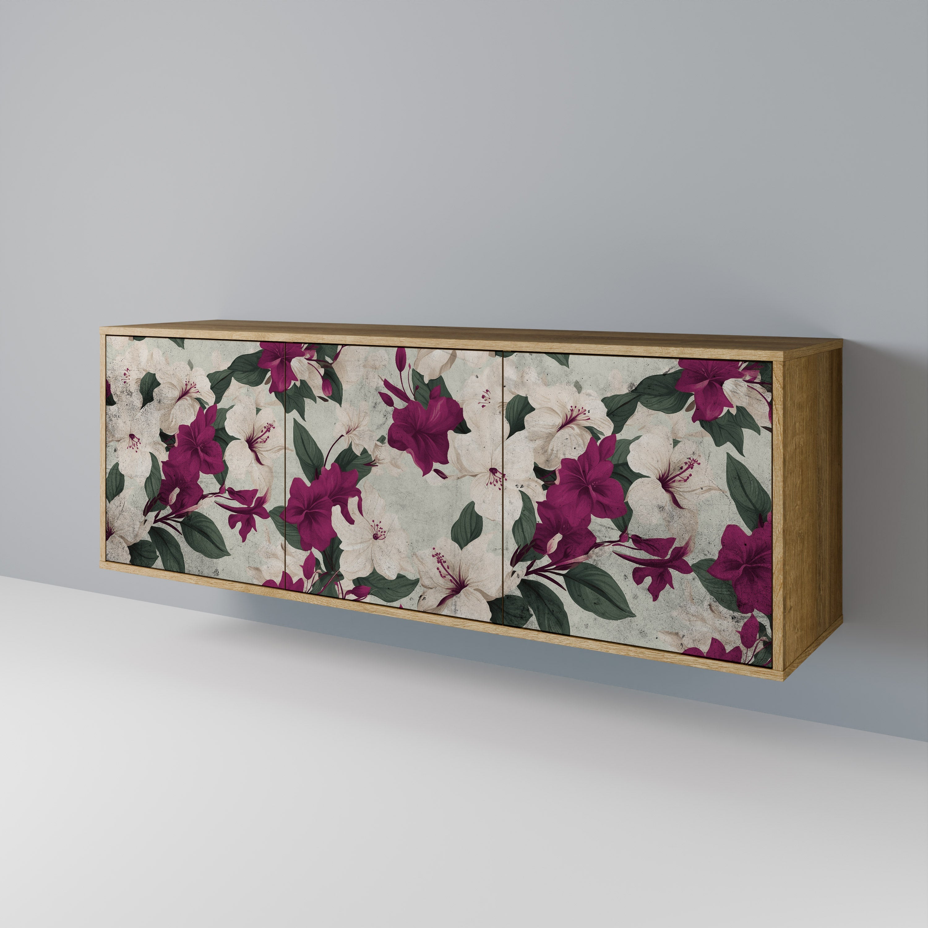 FLOWERET DREAM 3-Door Sideboard in Oak Effect