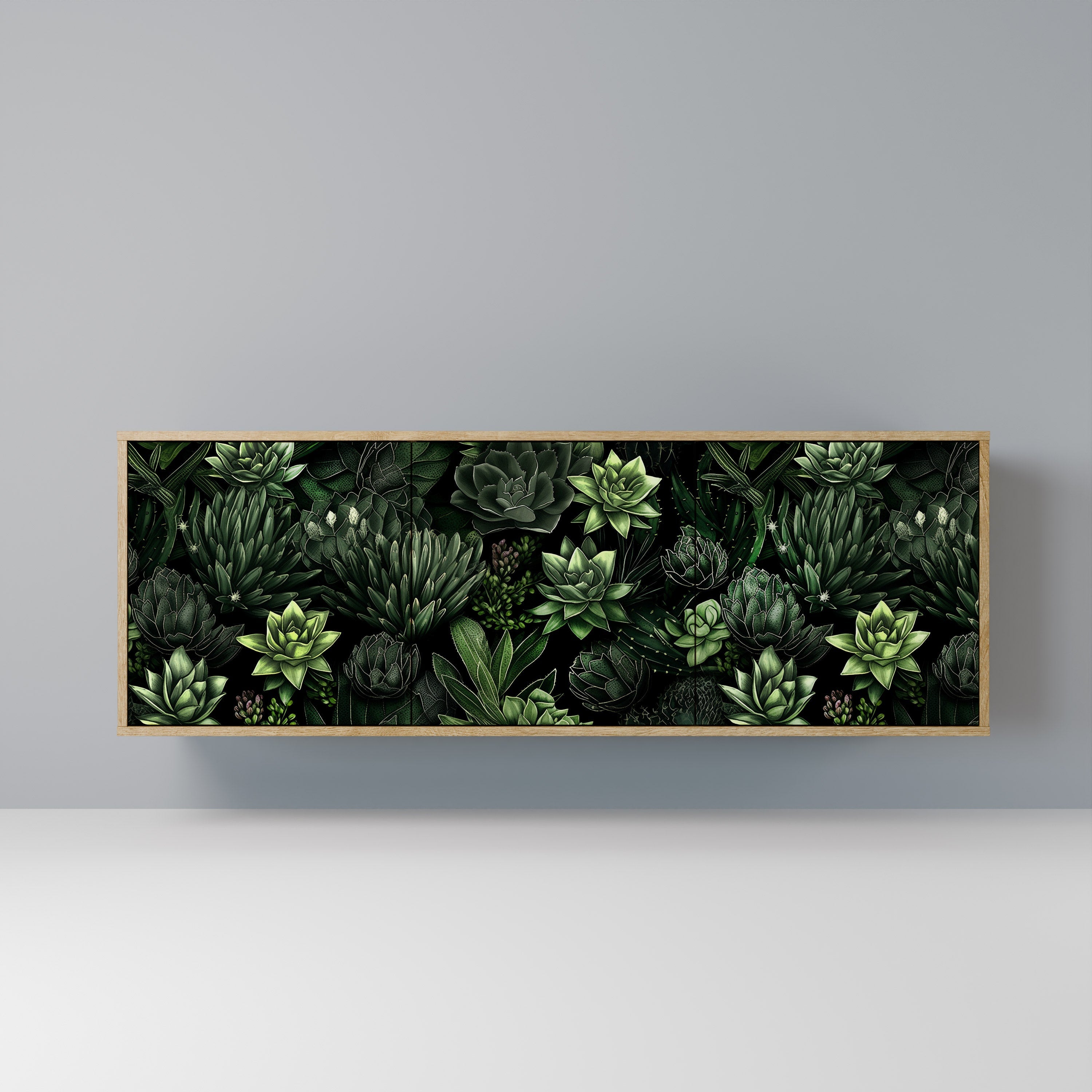 SUCCULENT JUNGLE 3-Door Sideboard in Oak Effect
