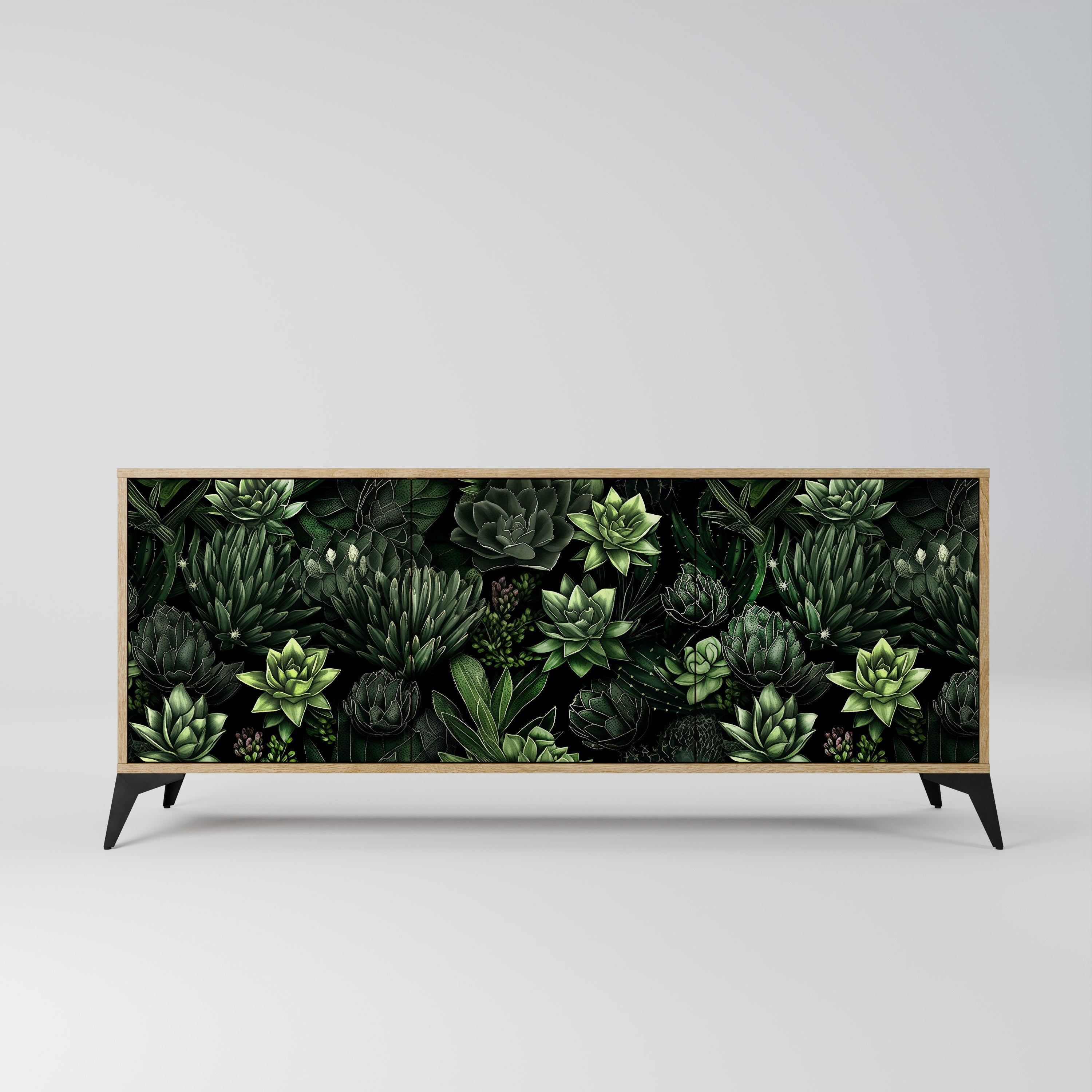 SUCCULENT JUNGLE 3-Door Sideboard in Oak Effect