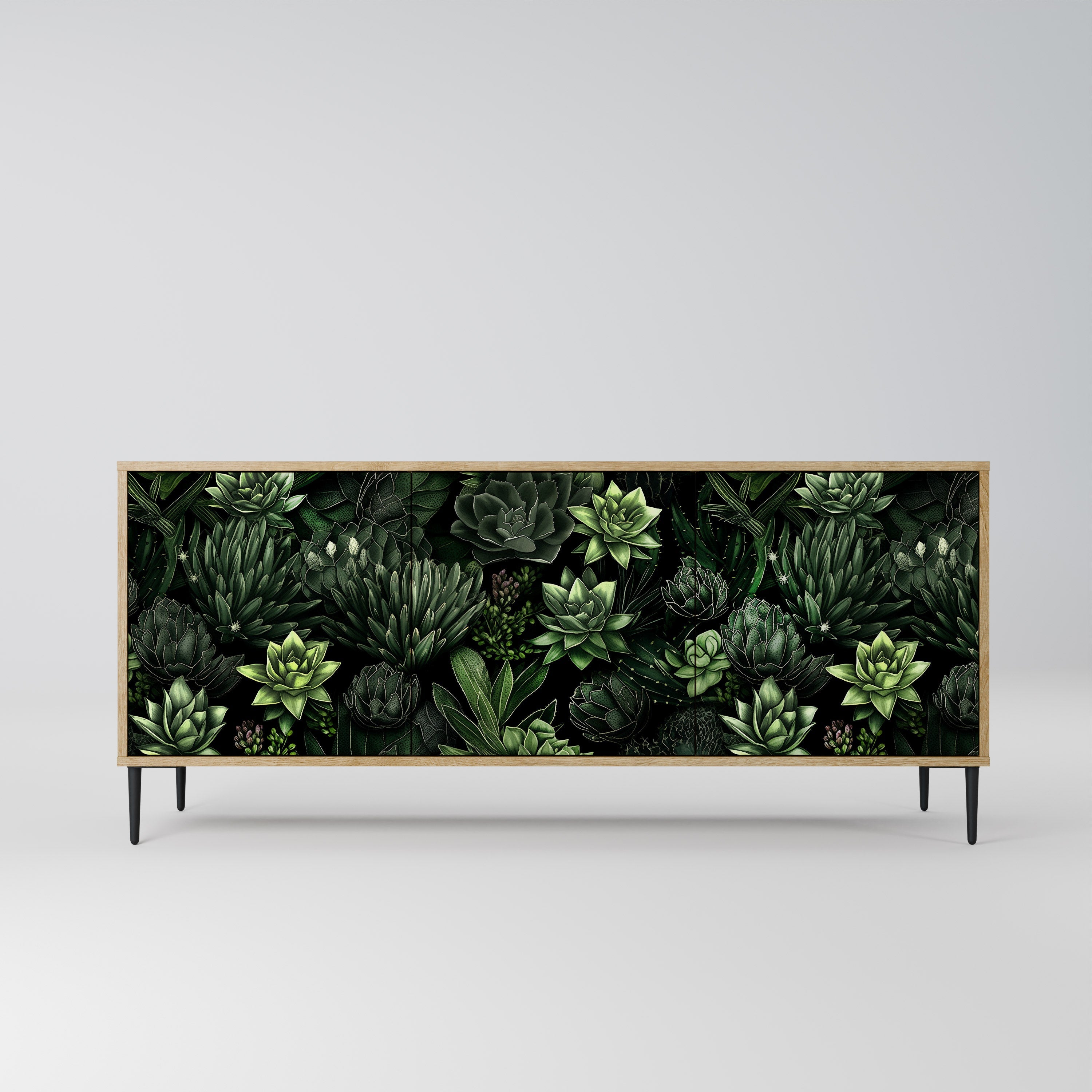 SUCCULENT JUNGLE 3-Door Sideboard in Oak Effect