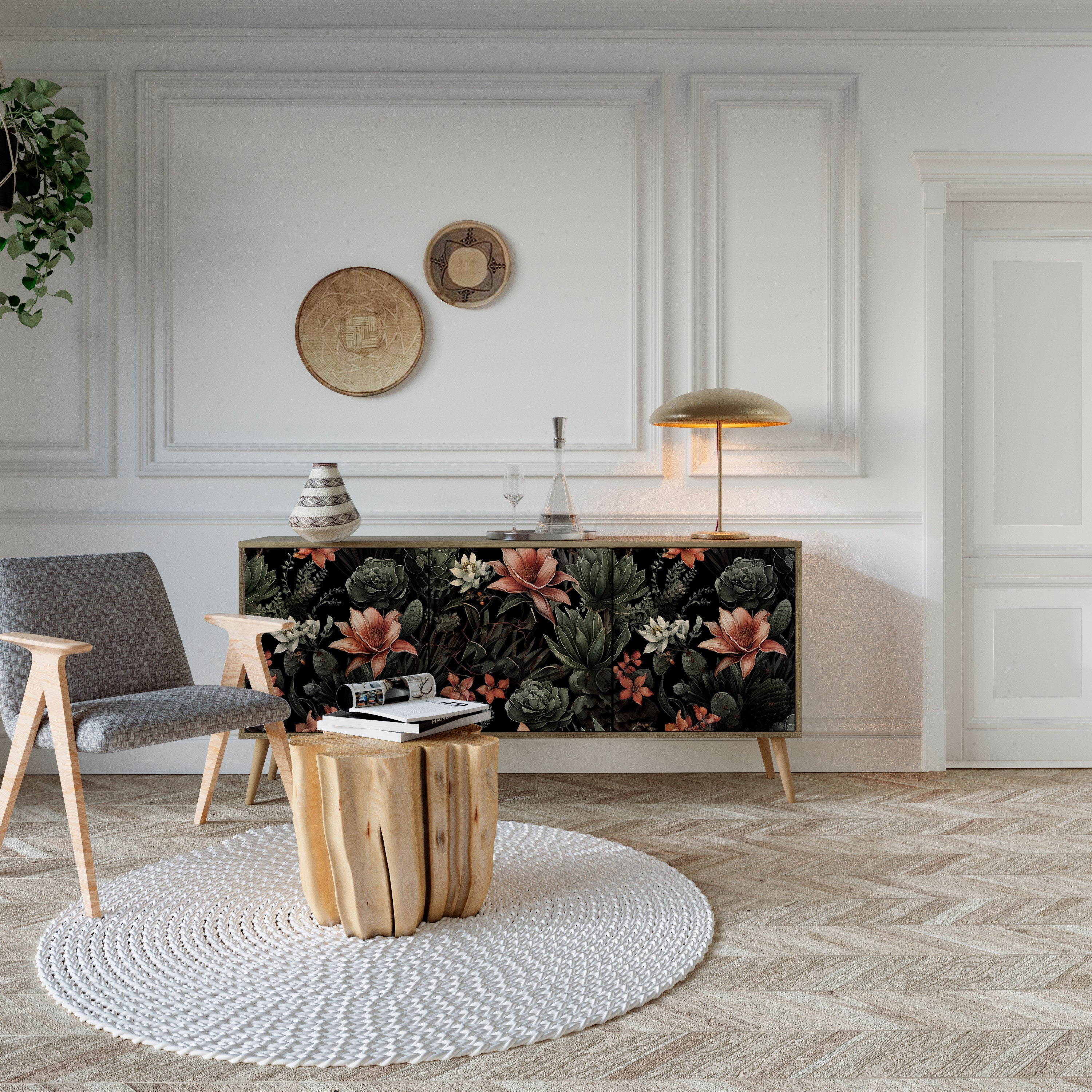 SECRET VERDURE 3-Door Sideboard in Oak Effect