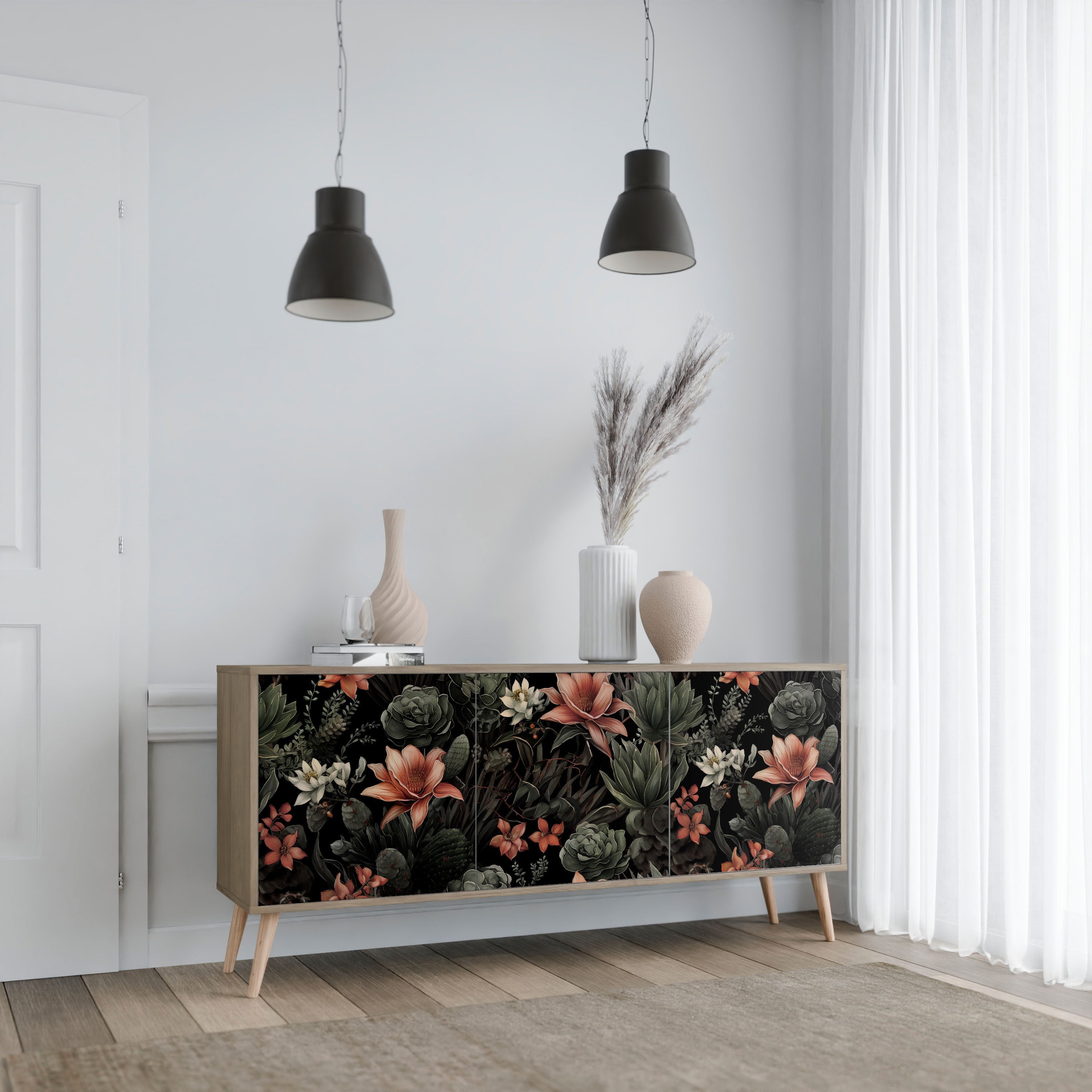SECRET VERDURE 3-Door Sideboard in Oak Effect