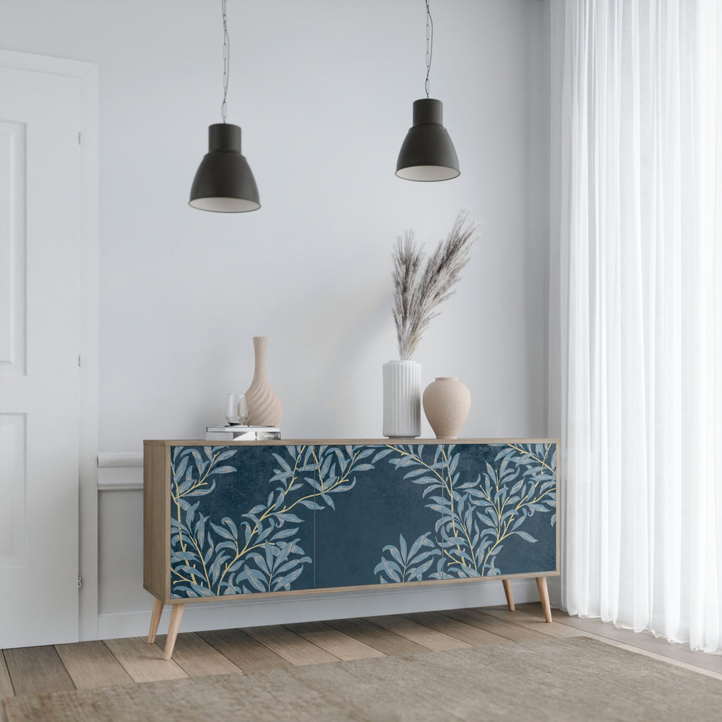 BLUE LEAVES 3-Door Sideboard in Oak Effect
