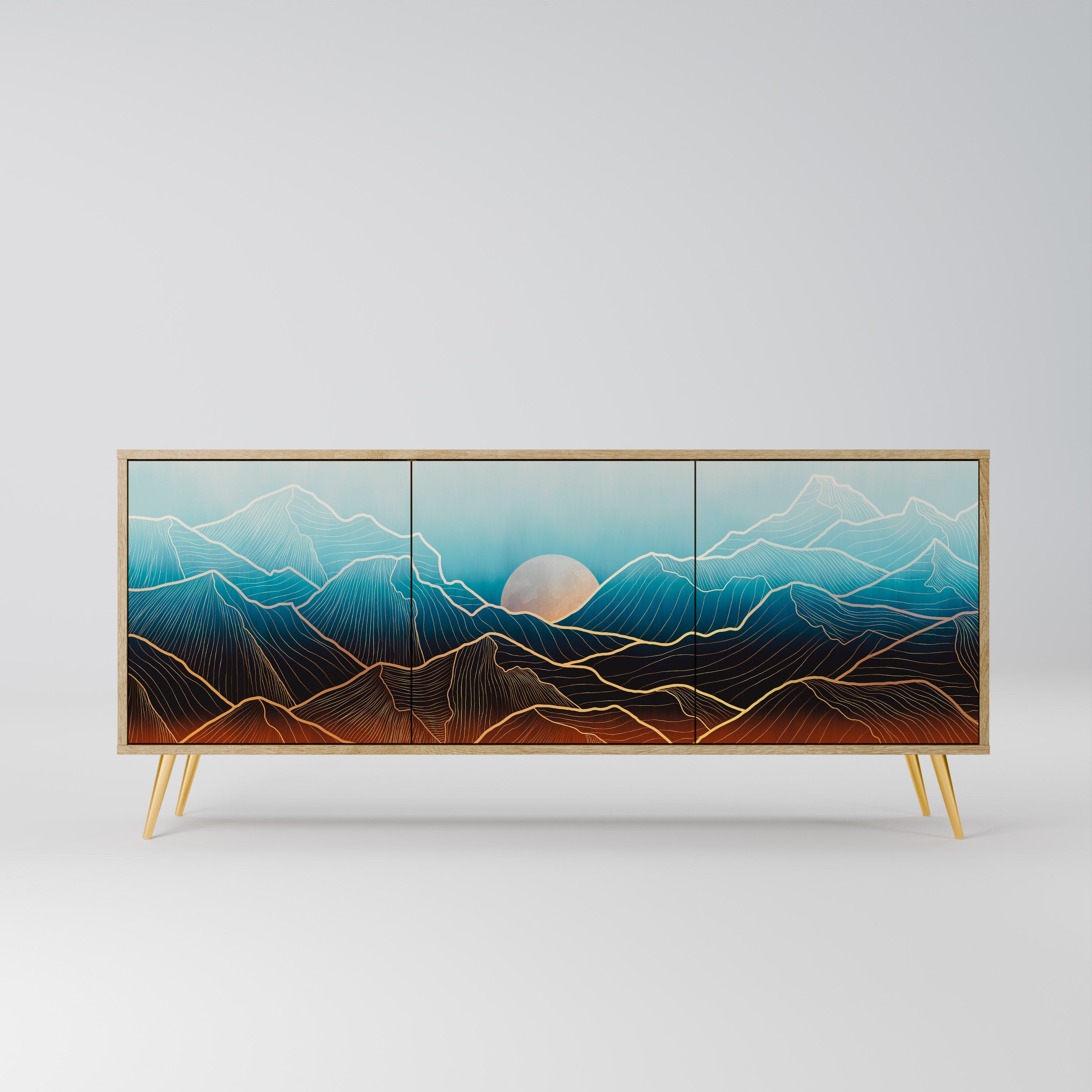 LUNAR SECRETS 3-Door Sideboard in Oak Effect