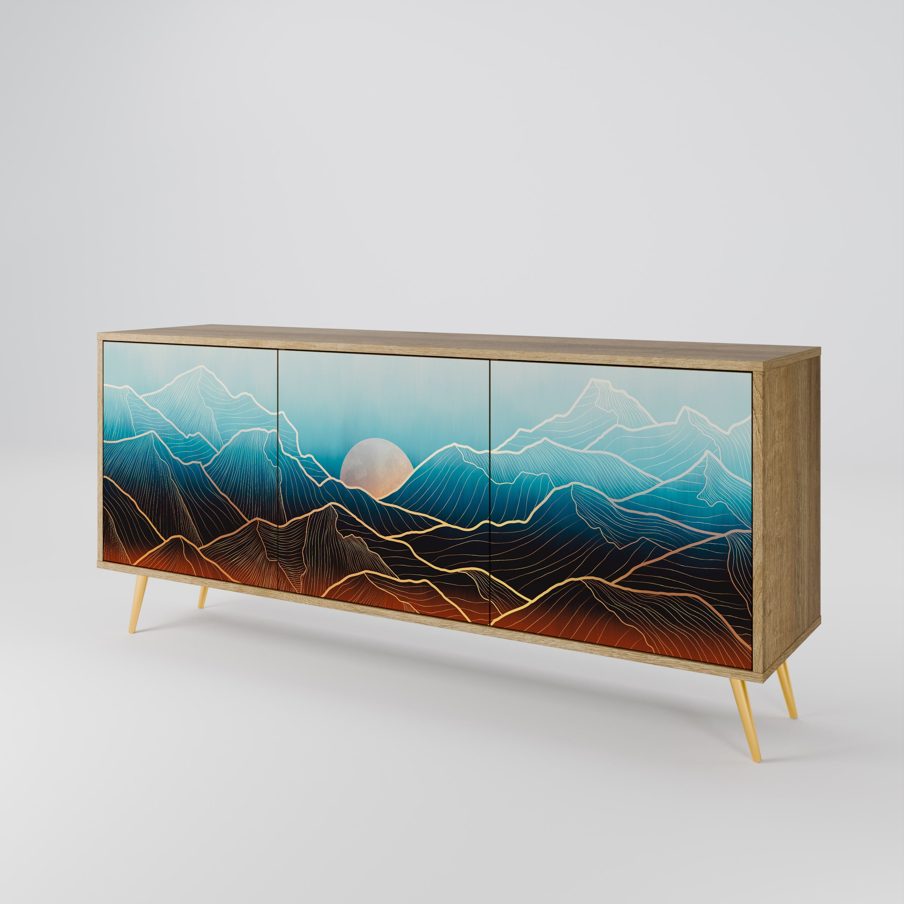 LUNAR SECRETS 3-Door Sideboard in Oak Effect