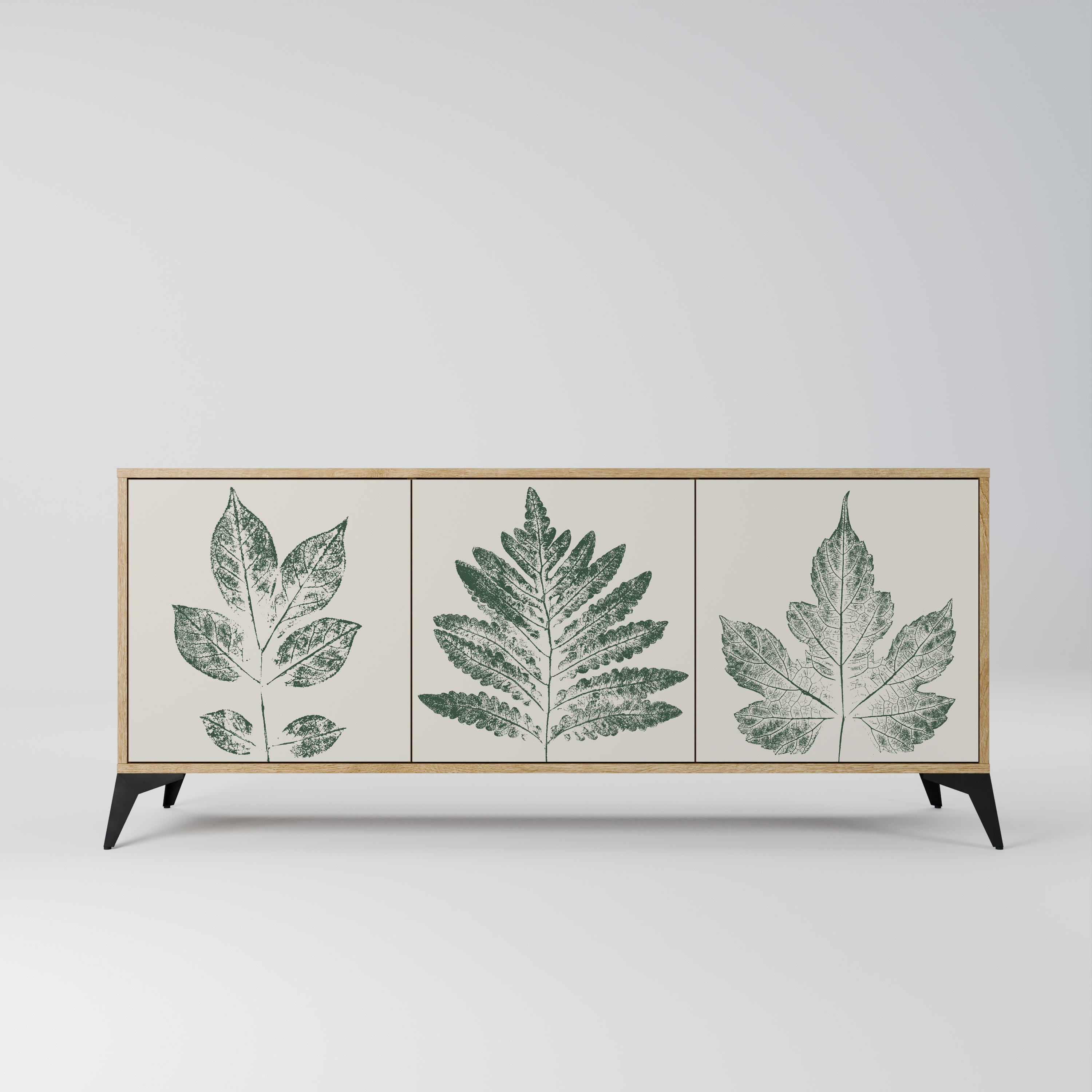 GREEN LEAFY STAMPS 3-Door Sideboard in Oak Effect