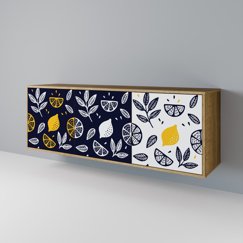 Μπουφές CITRUS BLACK AND WHITE με 3 πόρτες σε απόχρωση δρυός