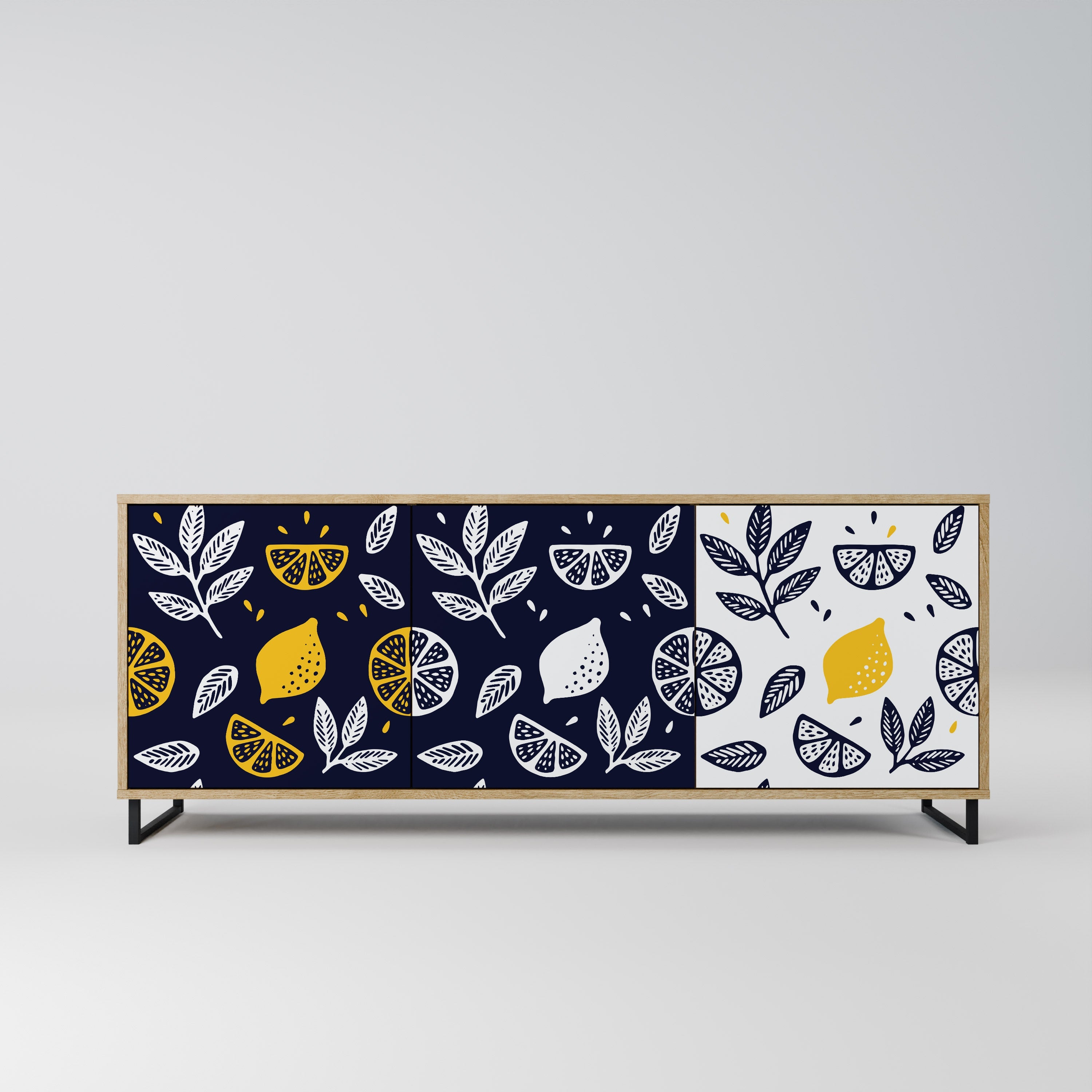 Μπουφές CITRUS BLACK AND WHITE με 3 πόρτες σε απόχρωση δρυός