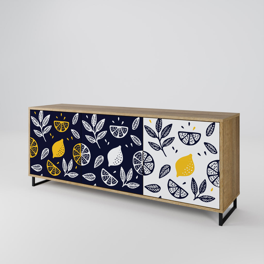 Μπουφές CITRUS BLACK AND WHITE με 3 πόρτες σε απόχρωση δρυός