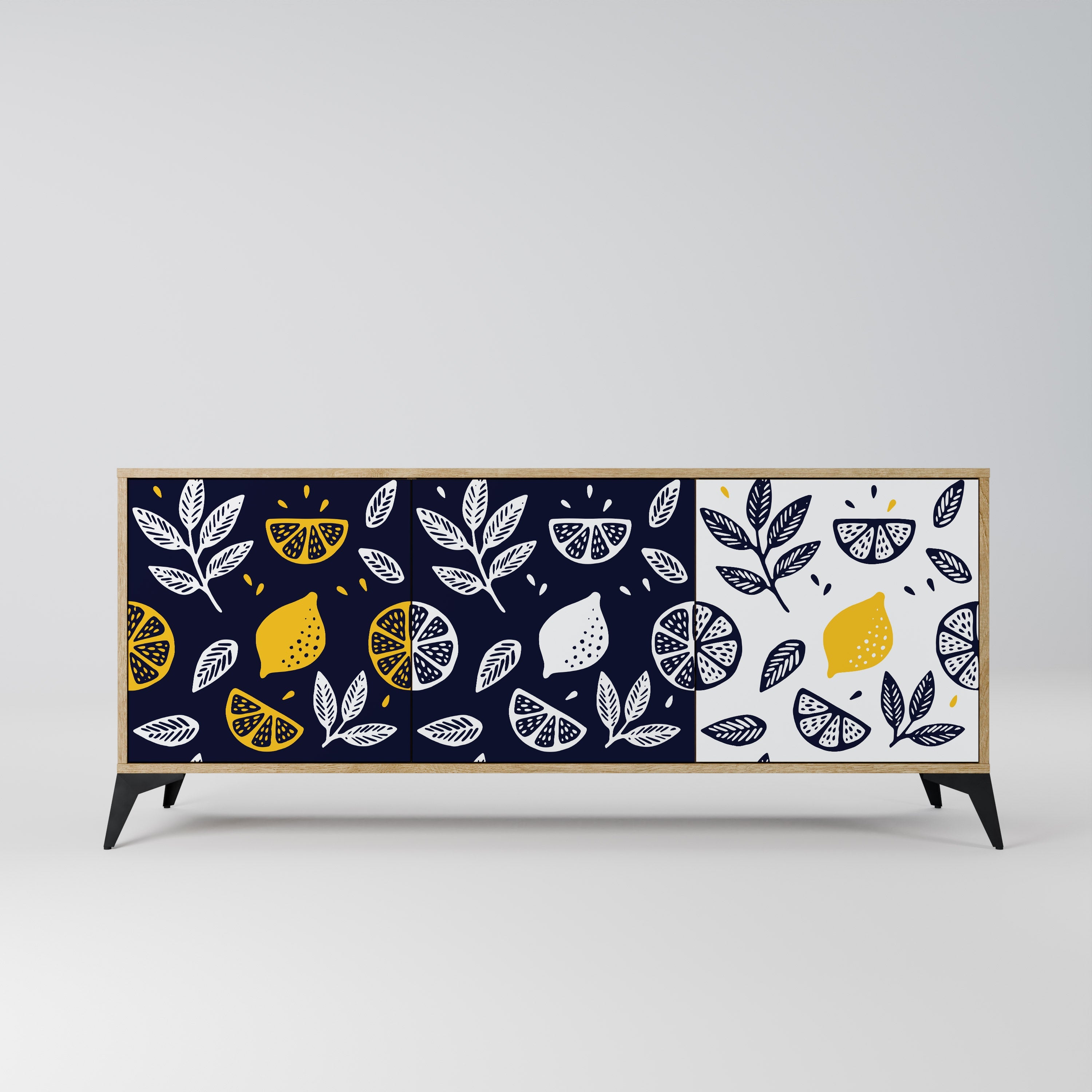 Μπουφές CITRUS BLACK AND WHITE με 3 πόρτες σε απόχρωση δρυός